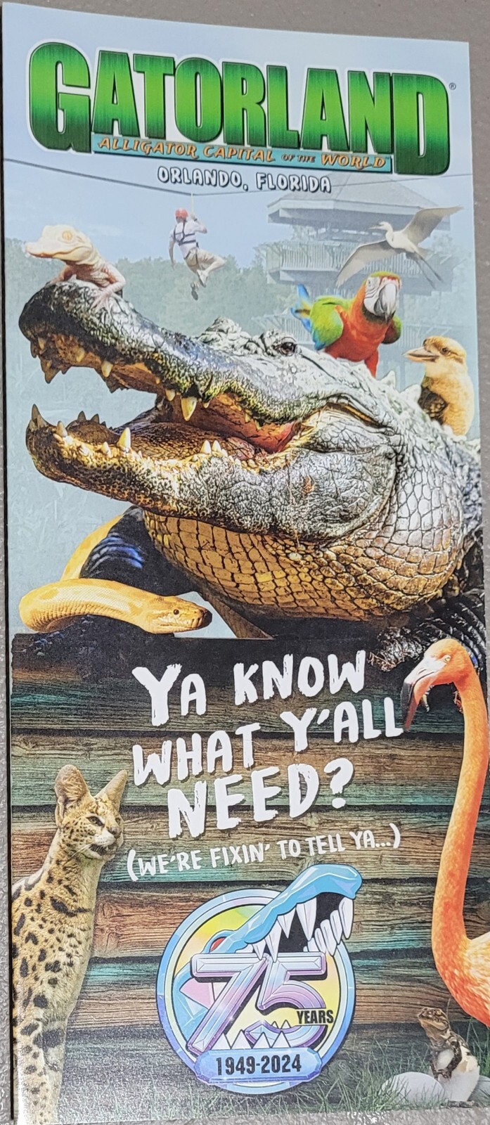 2024 75th Anniversary Gatorland Guide Map Zoo Orlando Kissimmee Florida Brochure