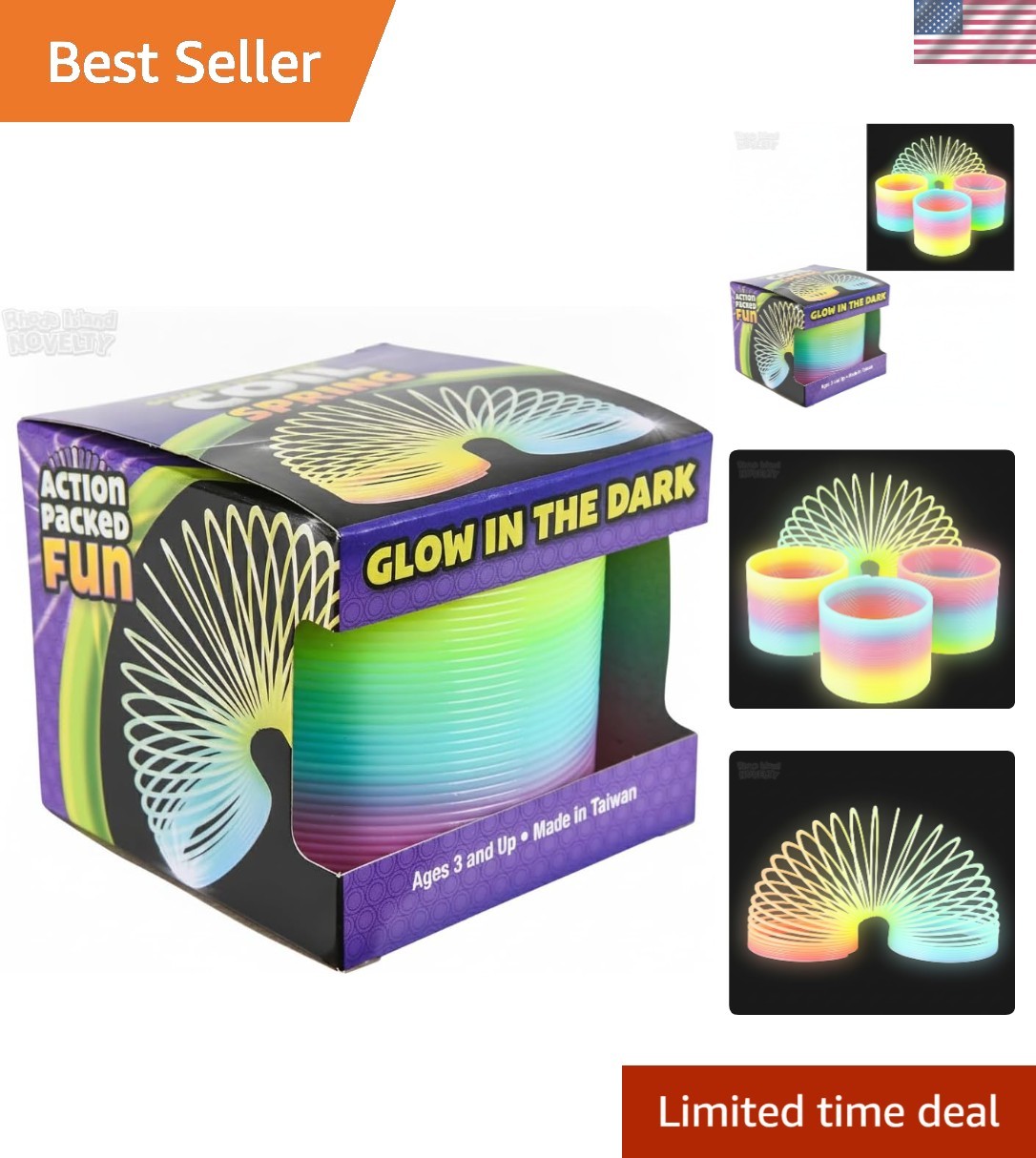 Endless Fun: 3-Inch Glow-in-the-Dark Coil Spring Toy - Perfect Gift for Ages 3+