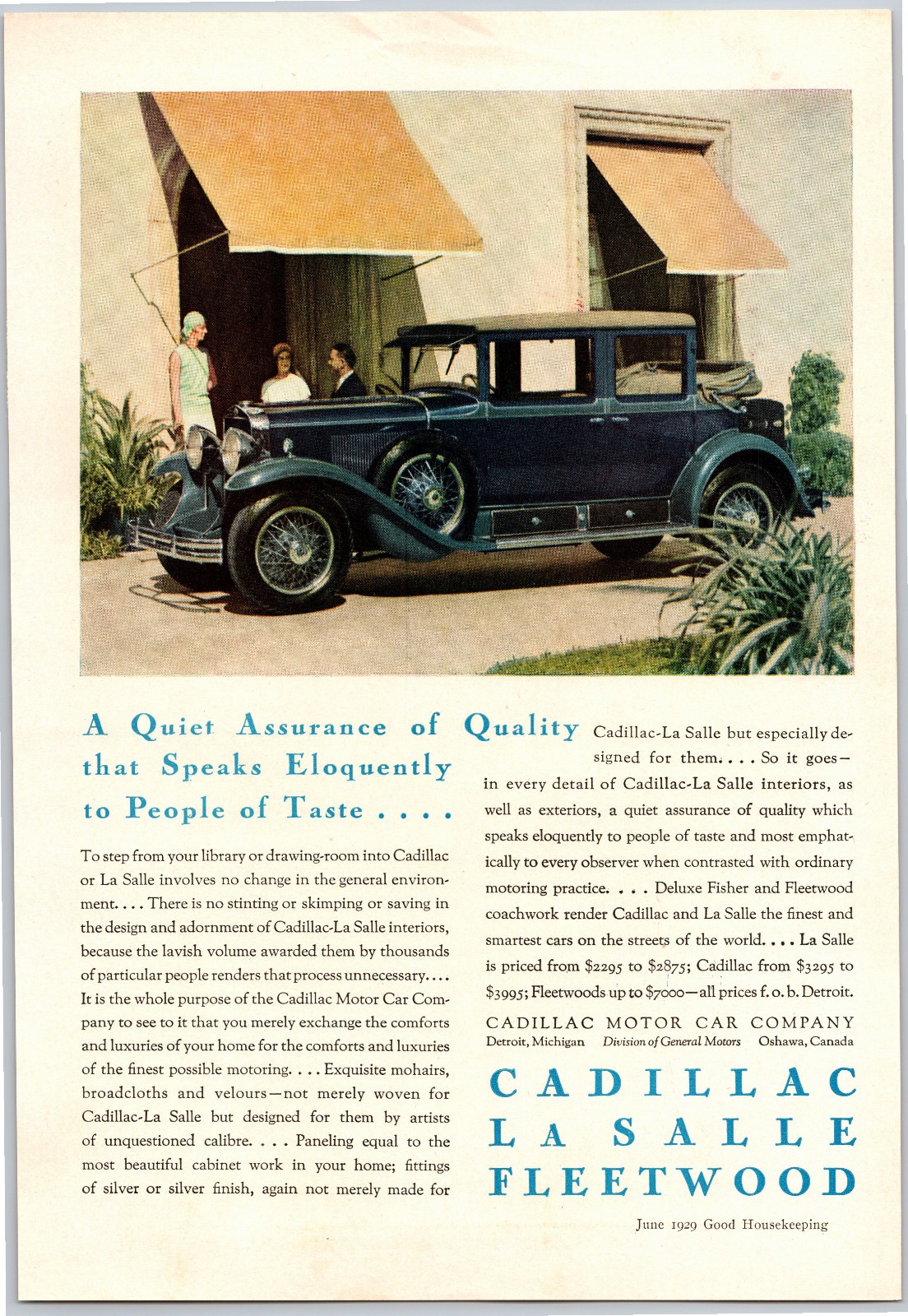 Vintage 1929 Cadillac La Salle Fleetwood, Auto, Automobile, Car, 20\'s Print Ad
