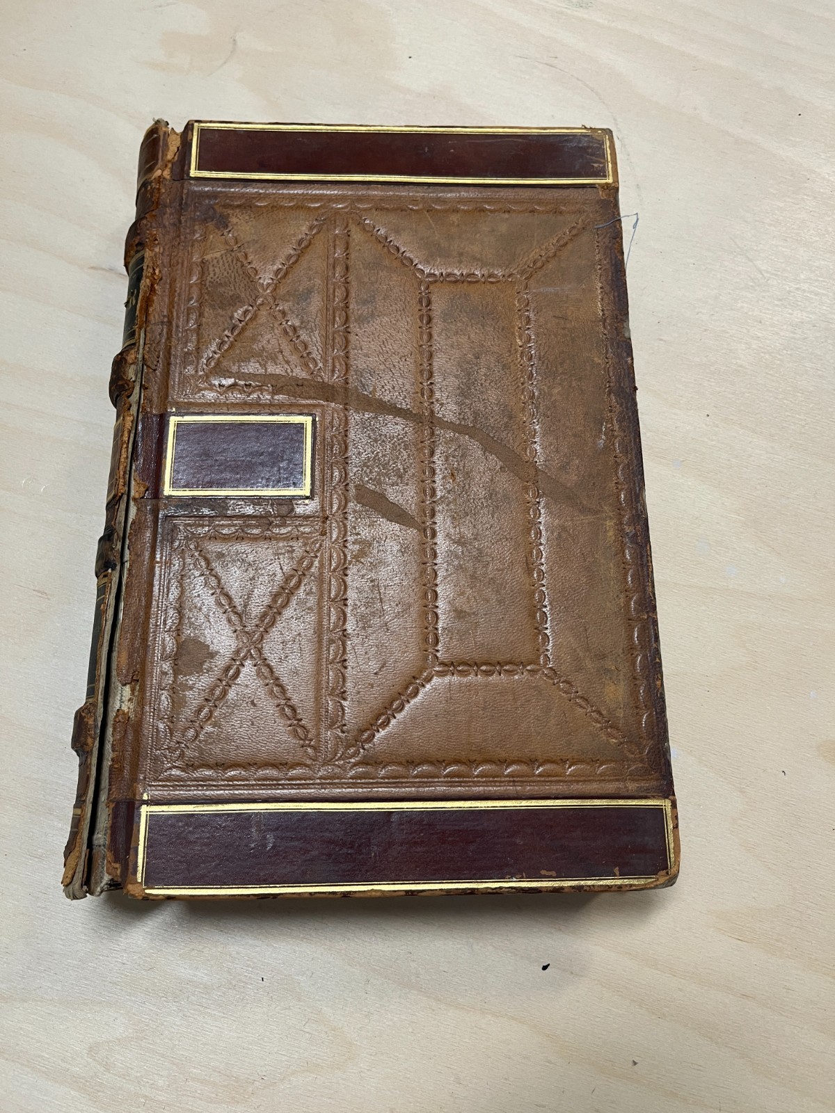 1880s Antique Ledger - Leather bound, marbling - BLANK