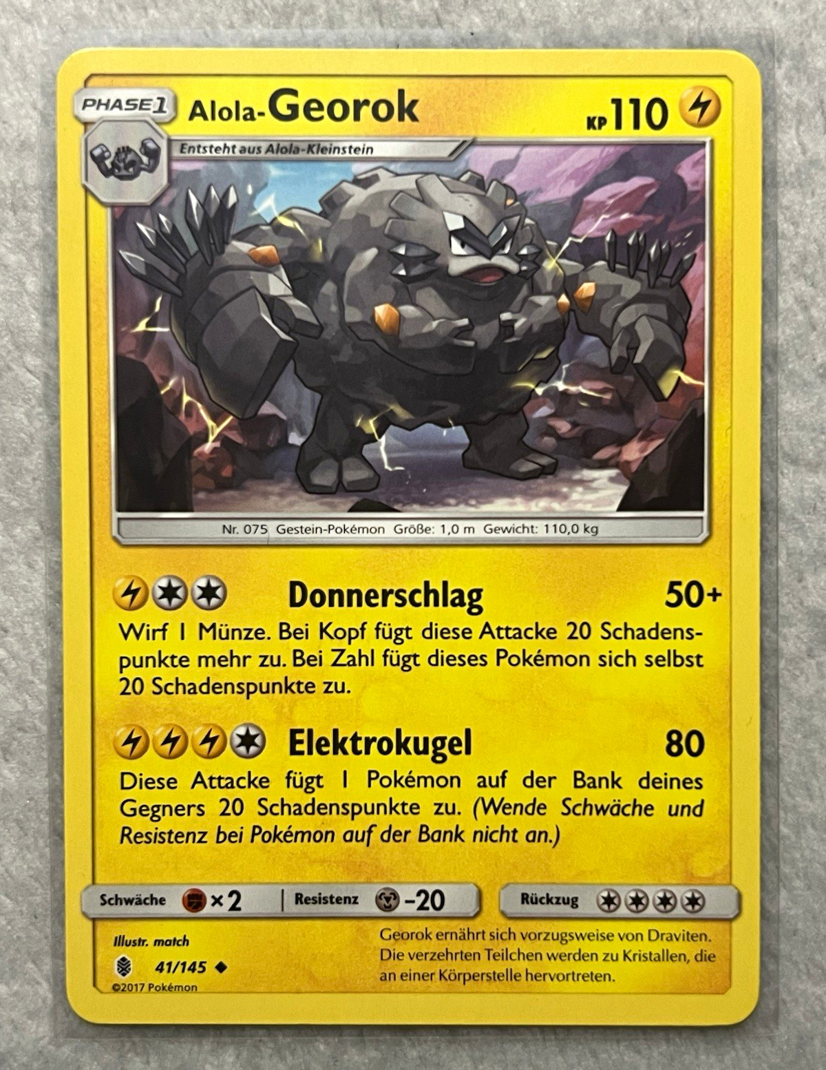 The Pokemon Company Pokemon TCG Alola Georok 41/145 German Regular CP 110 2017