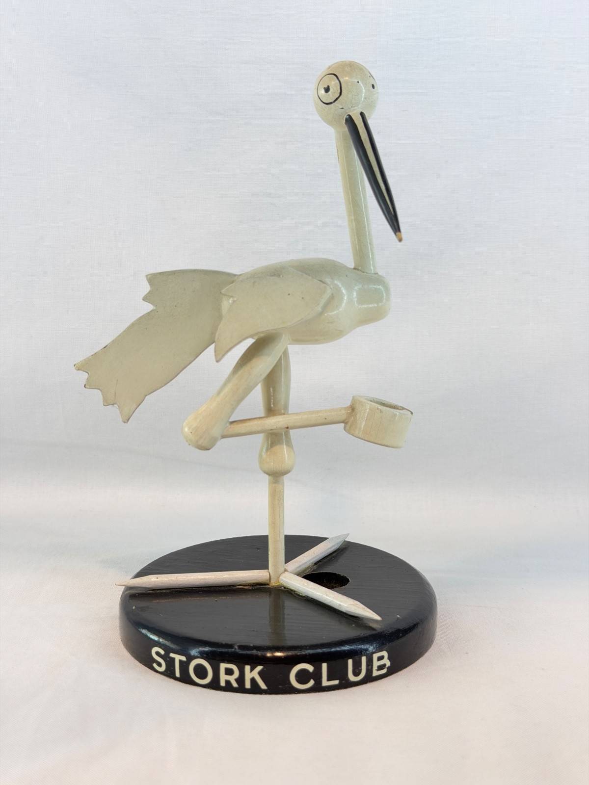 Vintage 1940s STORK CLUB Nightclub New York Wooden Stork Figurine - Damaged