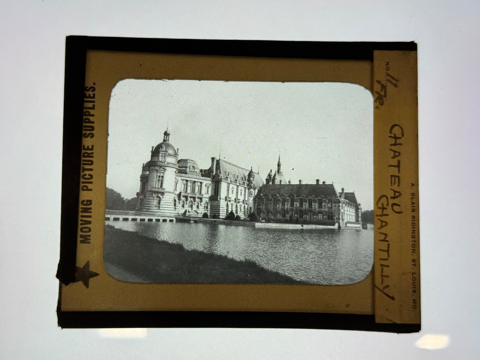 Antique Magic Lantern Slide The Chateau de Chantilly Paris, France