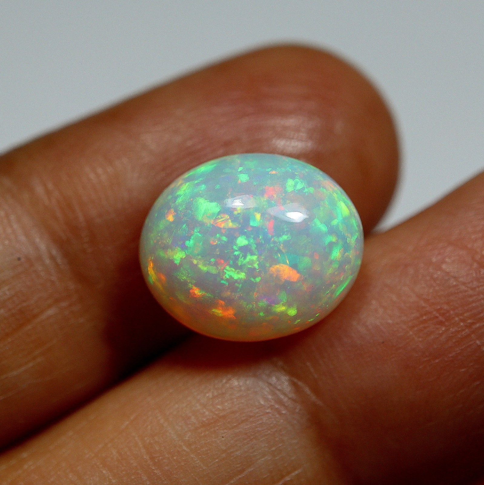 12x10mm Oval Top-Grade Natural Ethiopian Rainbow Fire Opal Cabochon For Jewelry