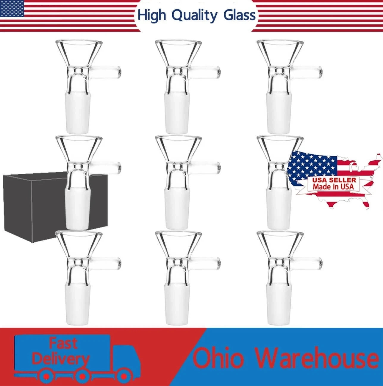 (10 PACK)14MM Male Glass Bowl Replacement Head for Water Tobacco Pipe Bong.