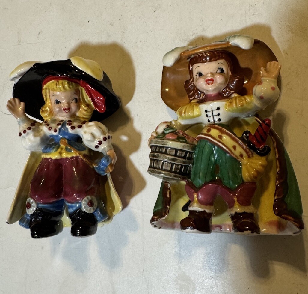 Napco Originals Ceramic Figurines Pirate Girl And Peter Piper 5” (2) Figures