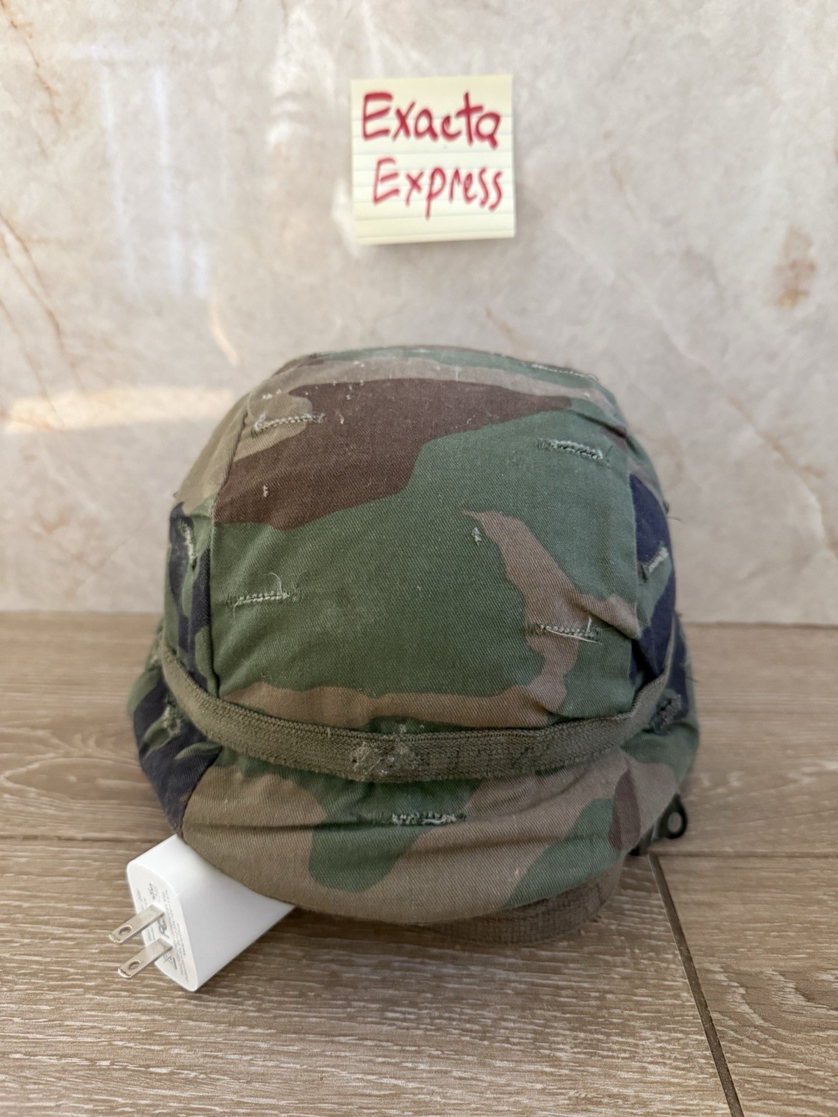 Vintage US Military Issue PASGT Combat Helmet Army W. Camo Cover & Chin Strap.