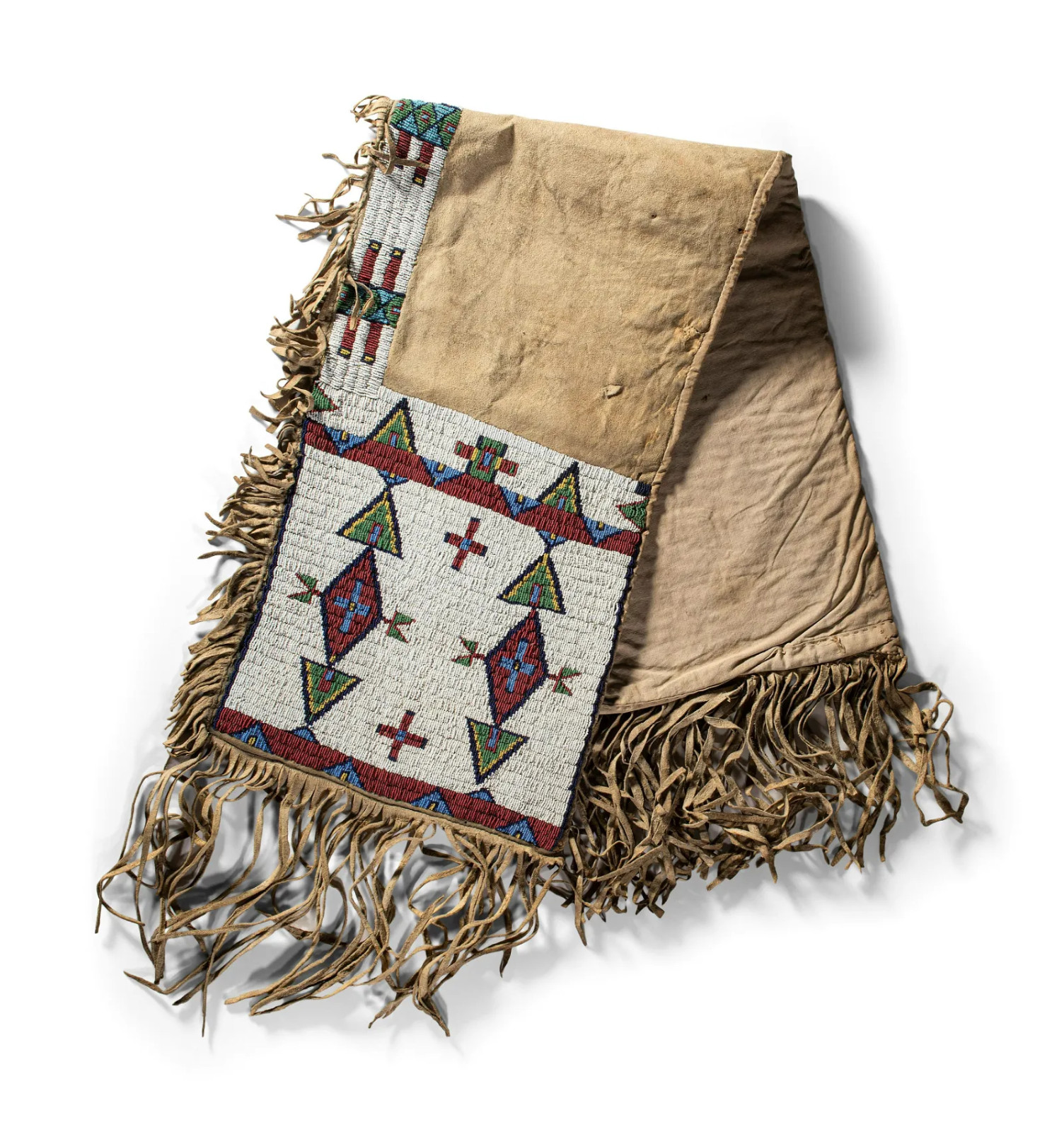 Old American Style Beaded Buffalo Hide Saddle Bags Western Native Vintage