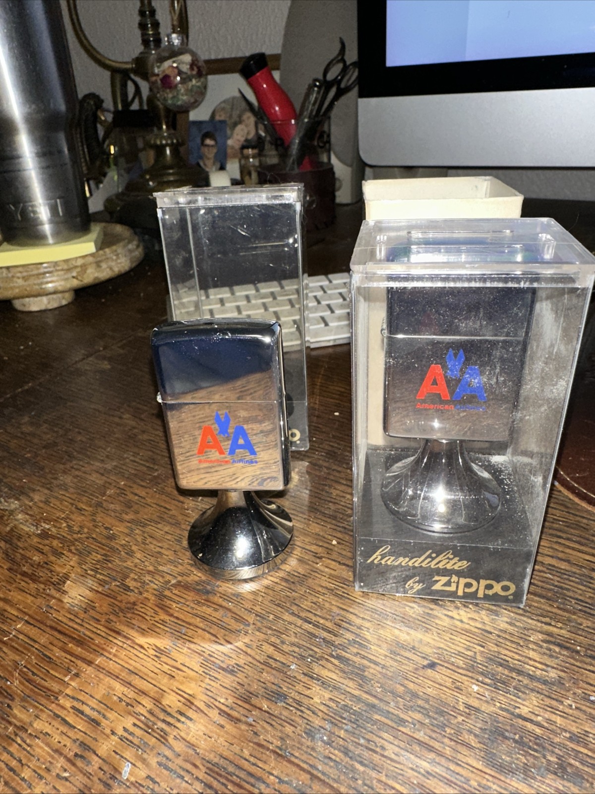 ZIPPO 1979 AMERICAN AIRLINES HANDILITE TABLE LIGHTER UNFIRED X2