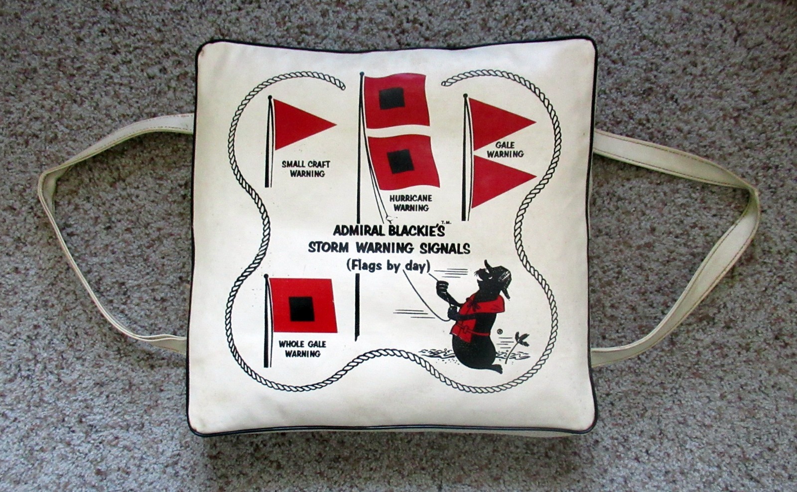 Vintage 1960s Admiral Blackie's Red Safety Rules Vinyl Boat Seat Cushion VGC