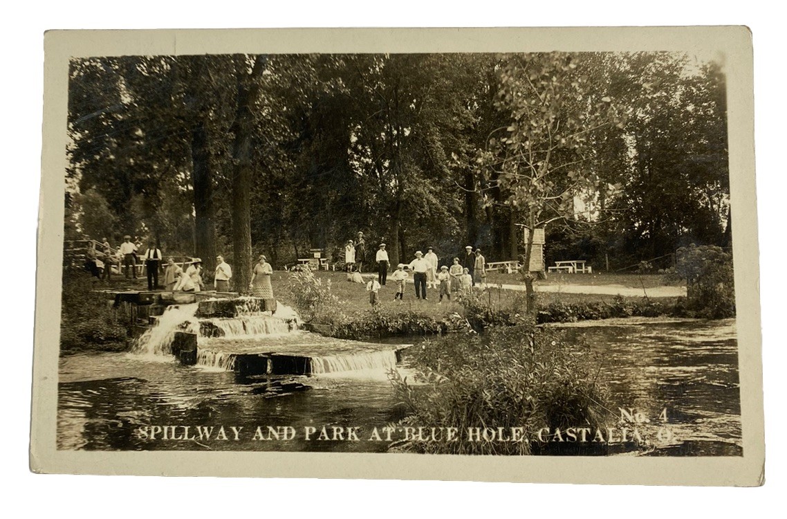 Blue Hole Spillway & Park ~ Castalia Ohio OH~ Antique 1920s RPPC Postcard