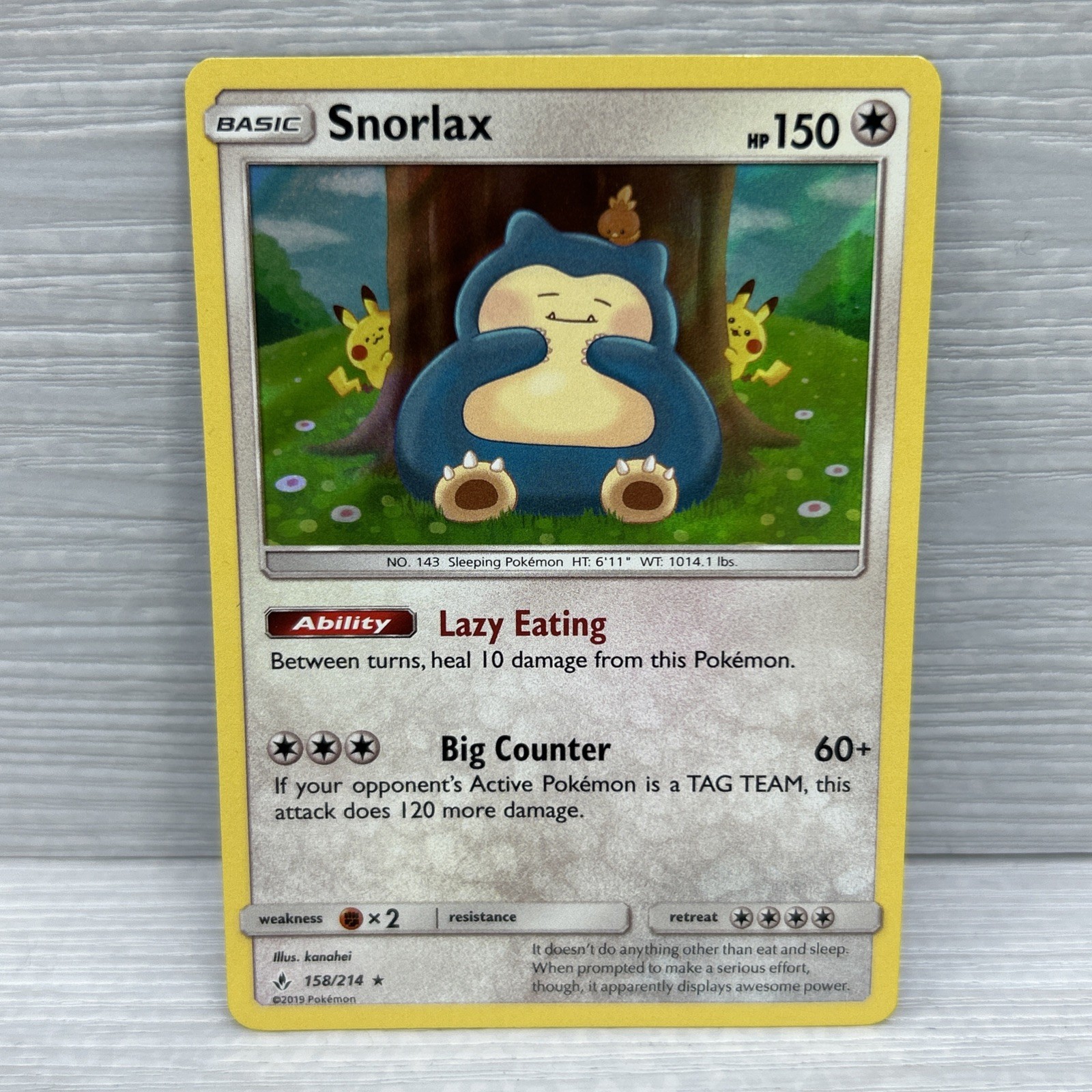 Pokemon Card Snorlax LP SM - Unbroken Bonds 158/214