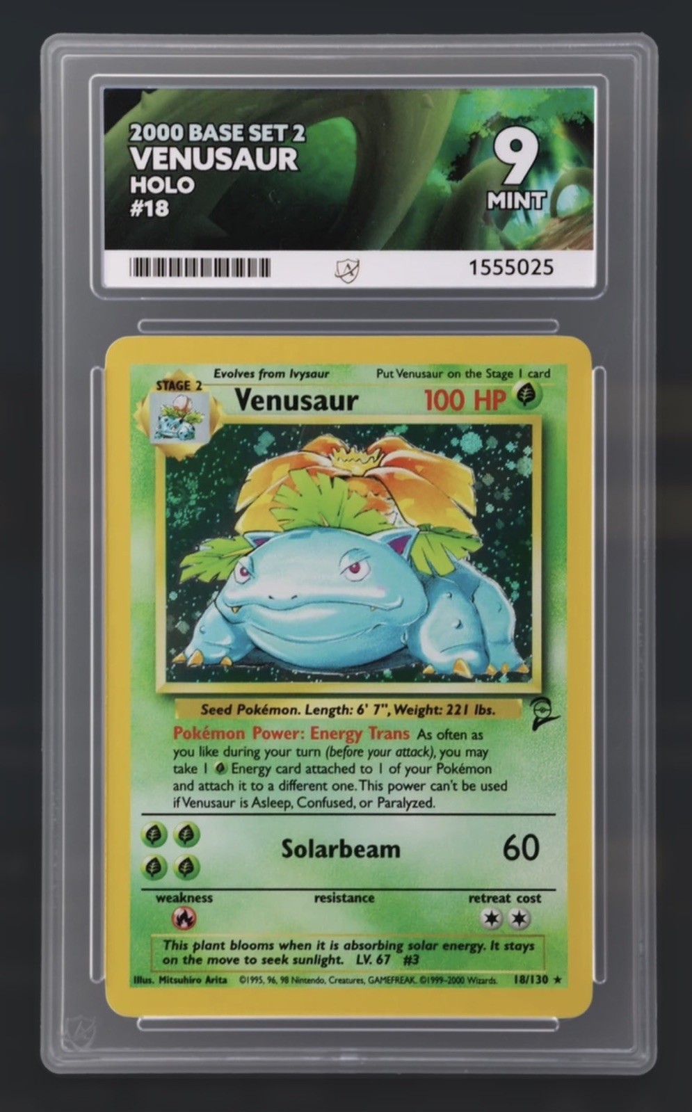 Pokemon TCG Venusaur 18/130 - Base Set 2 Holo - Ace 9 MINT WOTC 2000 ⭐️ POP 2