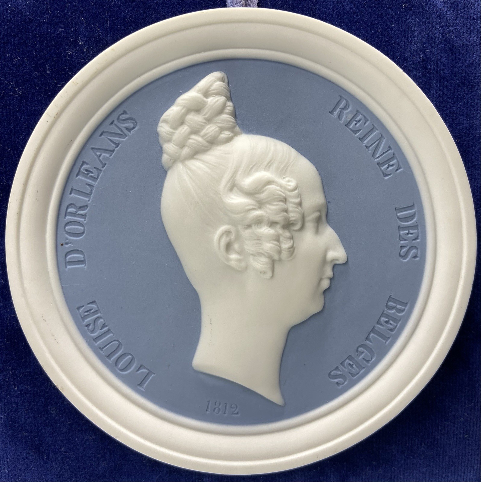 Rare Sèvres Porcelain Medallion of Queen Louise d’Orléans, Louvre Museum Sevres
