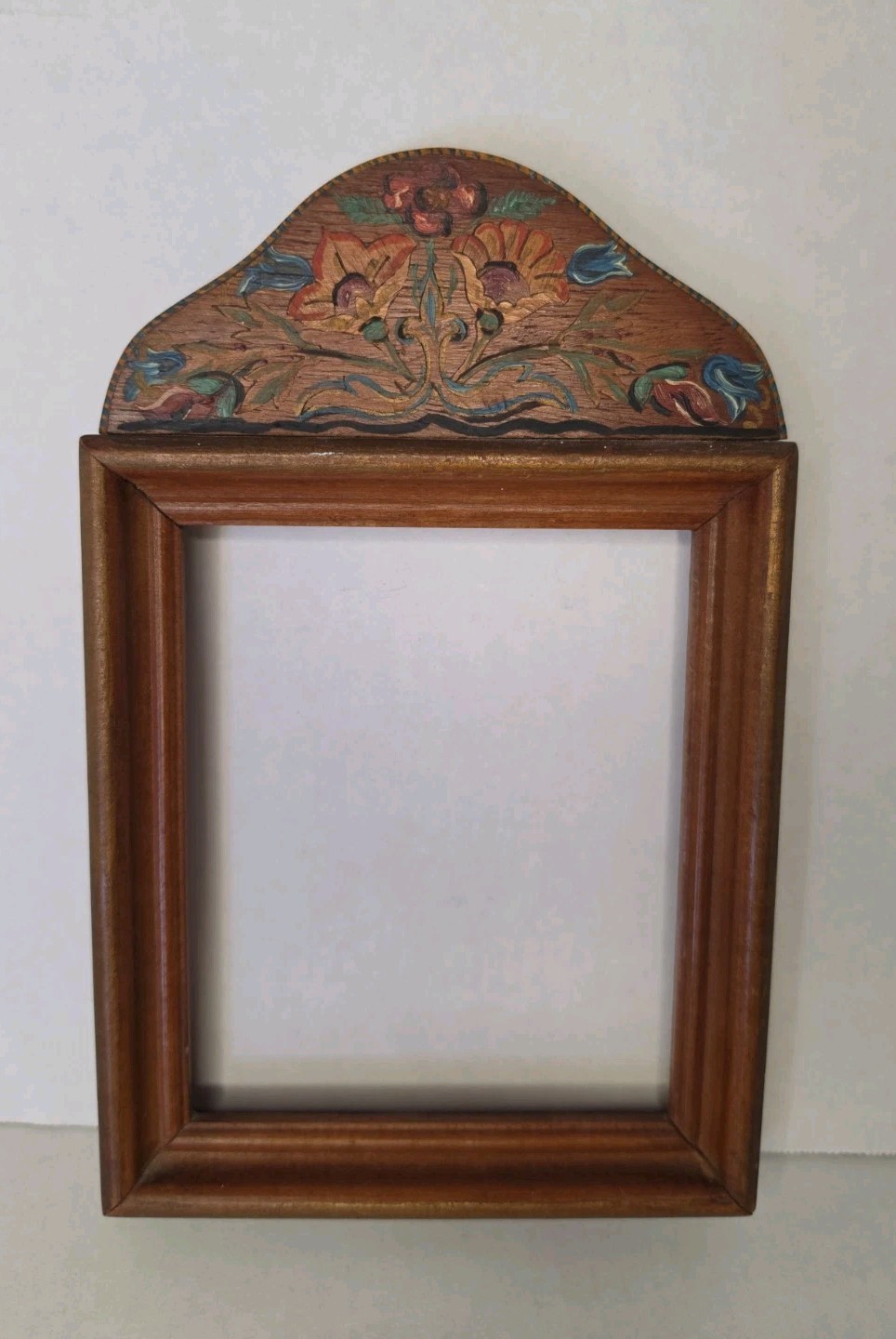 Antique Wooden Picture Frame Folk Art 8.5x5
