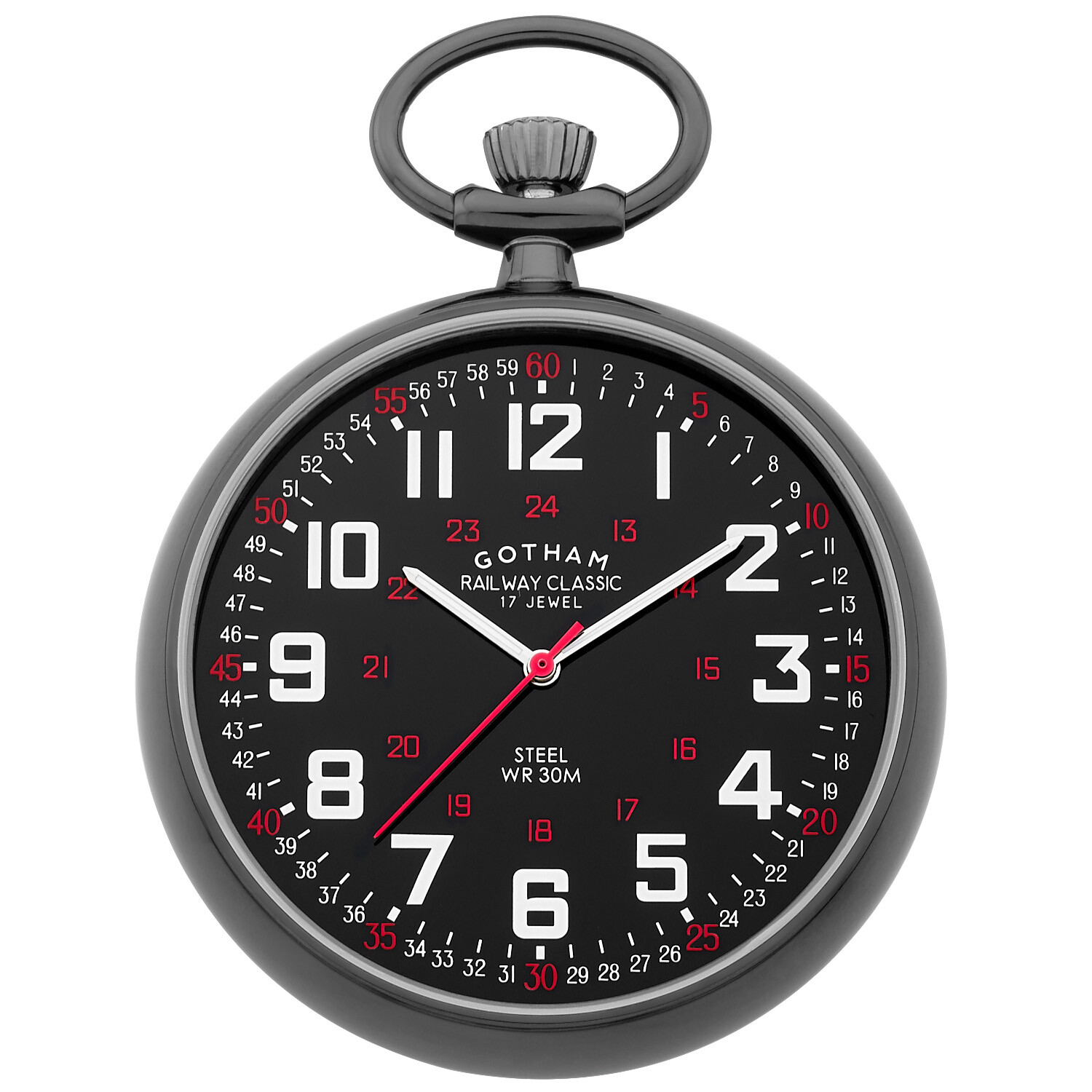 Gotham Men's Gunmetal Mechanical Hand Wind Railroad Pocket Watch # GWC14100BBK