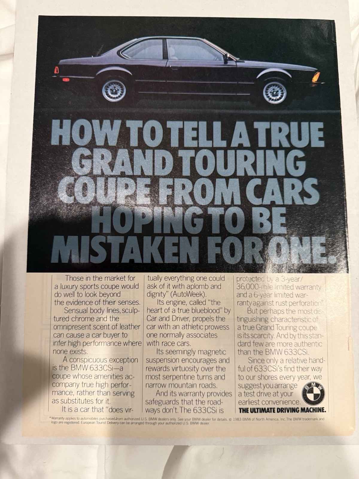A 1983 BMW 633 CSi Luxury Sports Coupe photo \