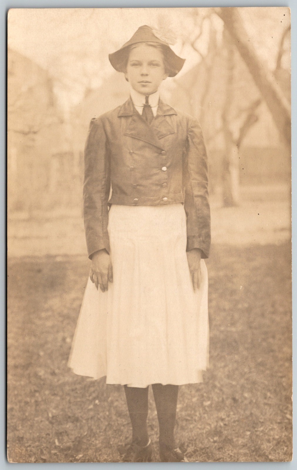 RPPC 1899 Portrait Young Classic Girl In Dress w/ Jacket ANTIQUE Postcard 10041