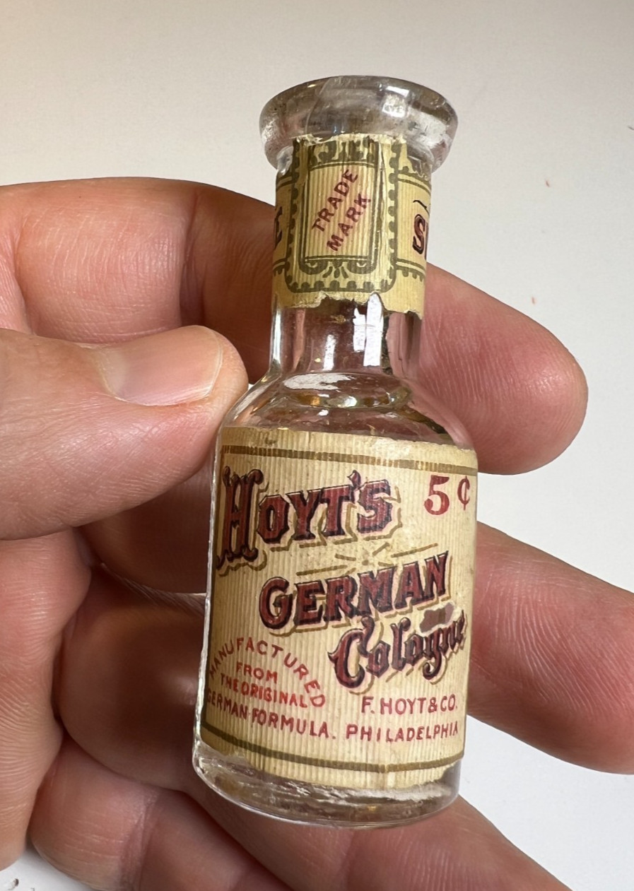 Antique Hoyt’s German Cologne 5¢ Victorian Perfume Bottle Labeled 1890s