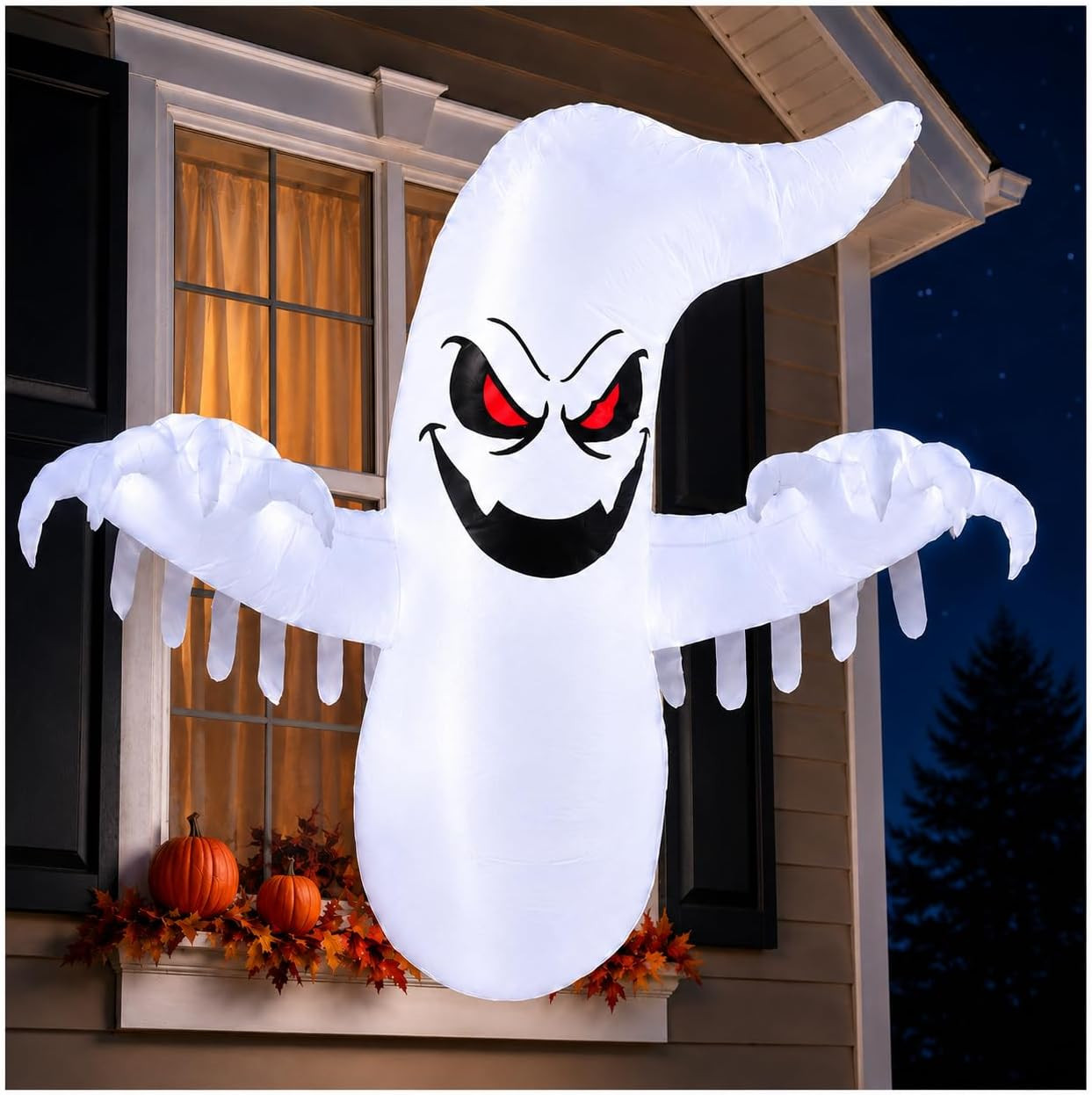 4.6 FT Halloween Inflatable Flying Ghost Window Decor LED Outdoor Blow Up