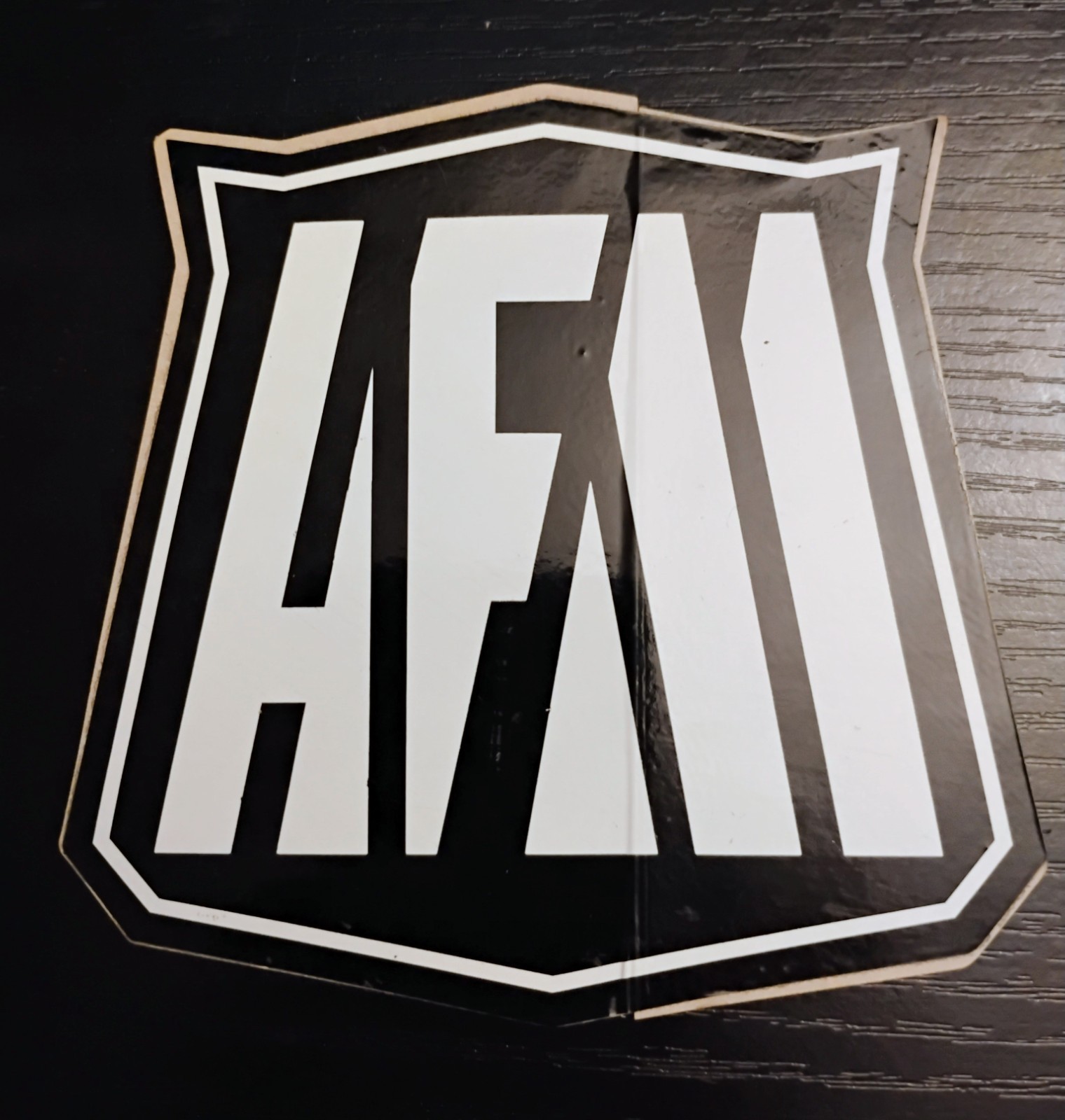 Vintage American Federation of Motorcyclists Decal White on Black 4x4x3.5 inches