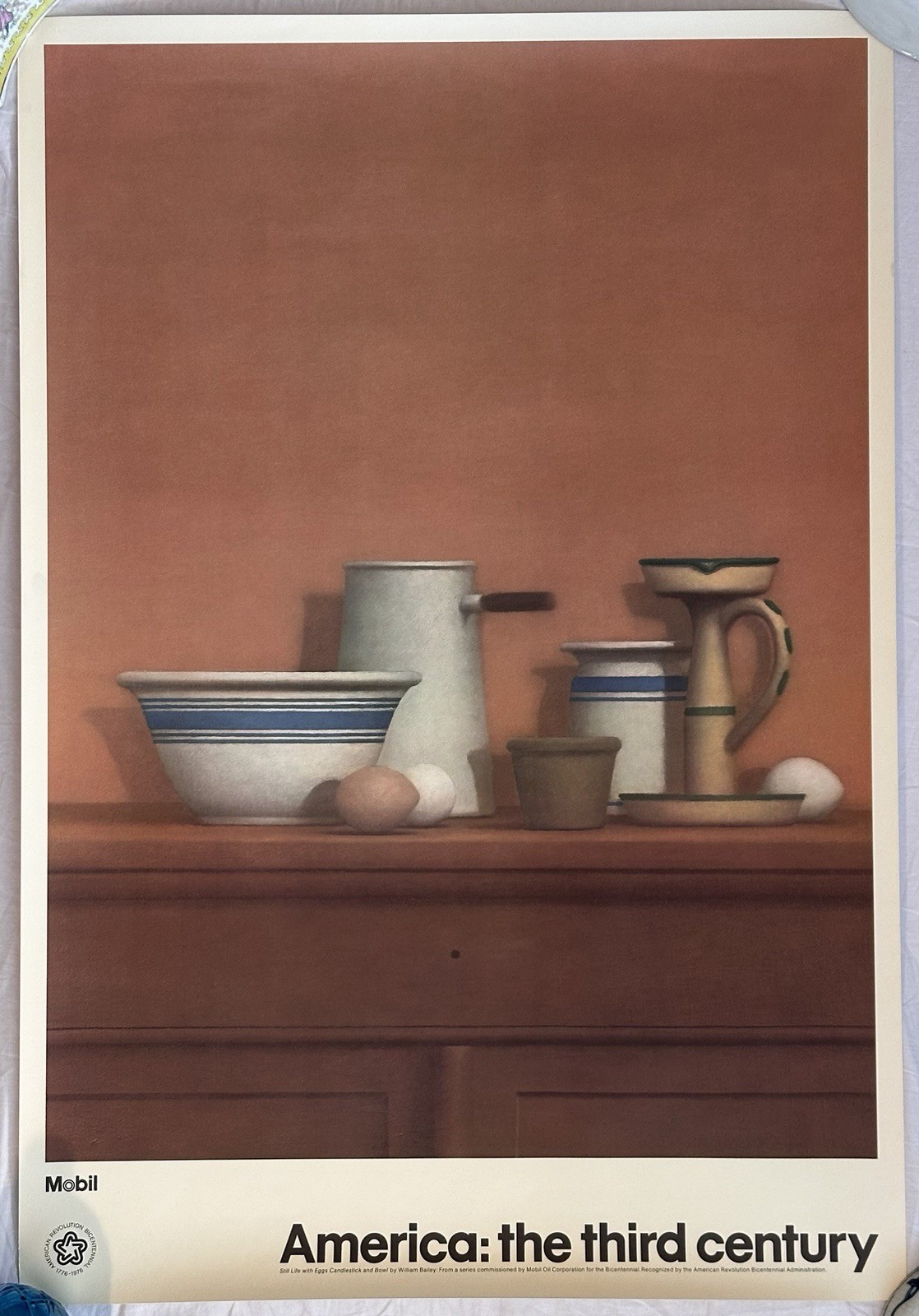 1976 Mobil America The 3rd Century Poster William Bailey Still Life With Eggs