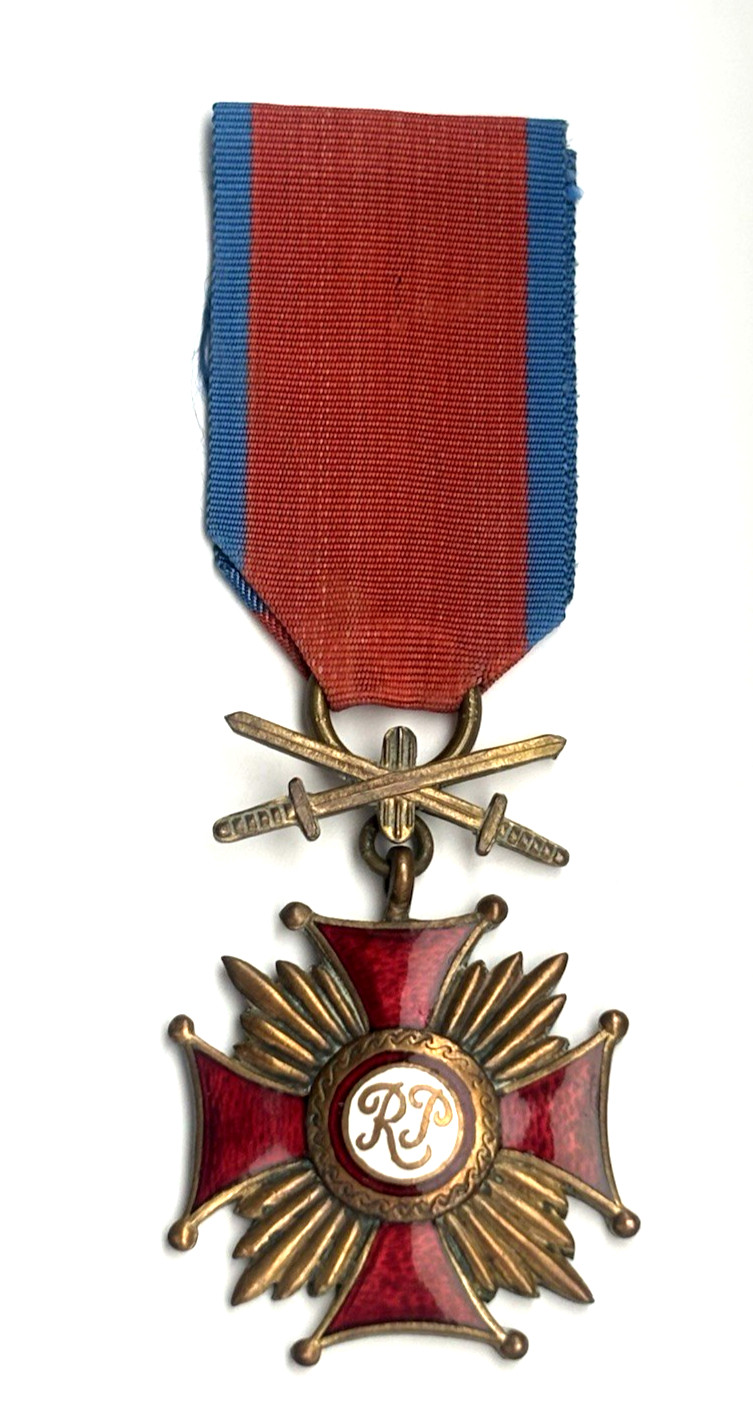Poland Gold Cross of Merit with Swords PRL Polish Military Medal RP