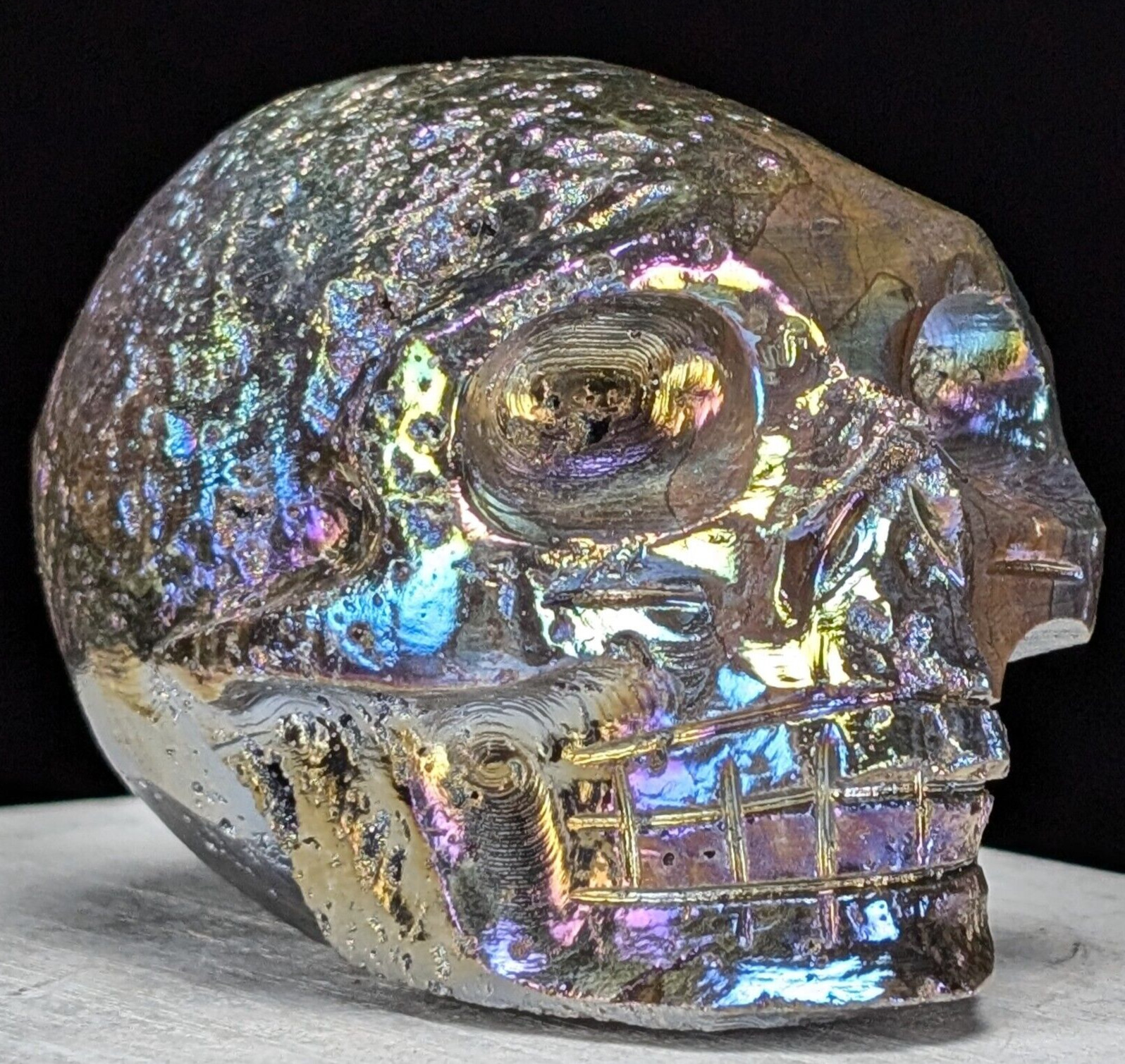 Sphalerite Skull Carving Aura Coated Large Big Crystal Chakra Gemstone