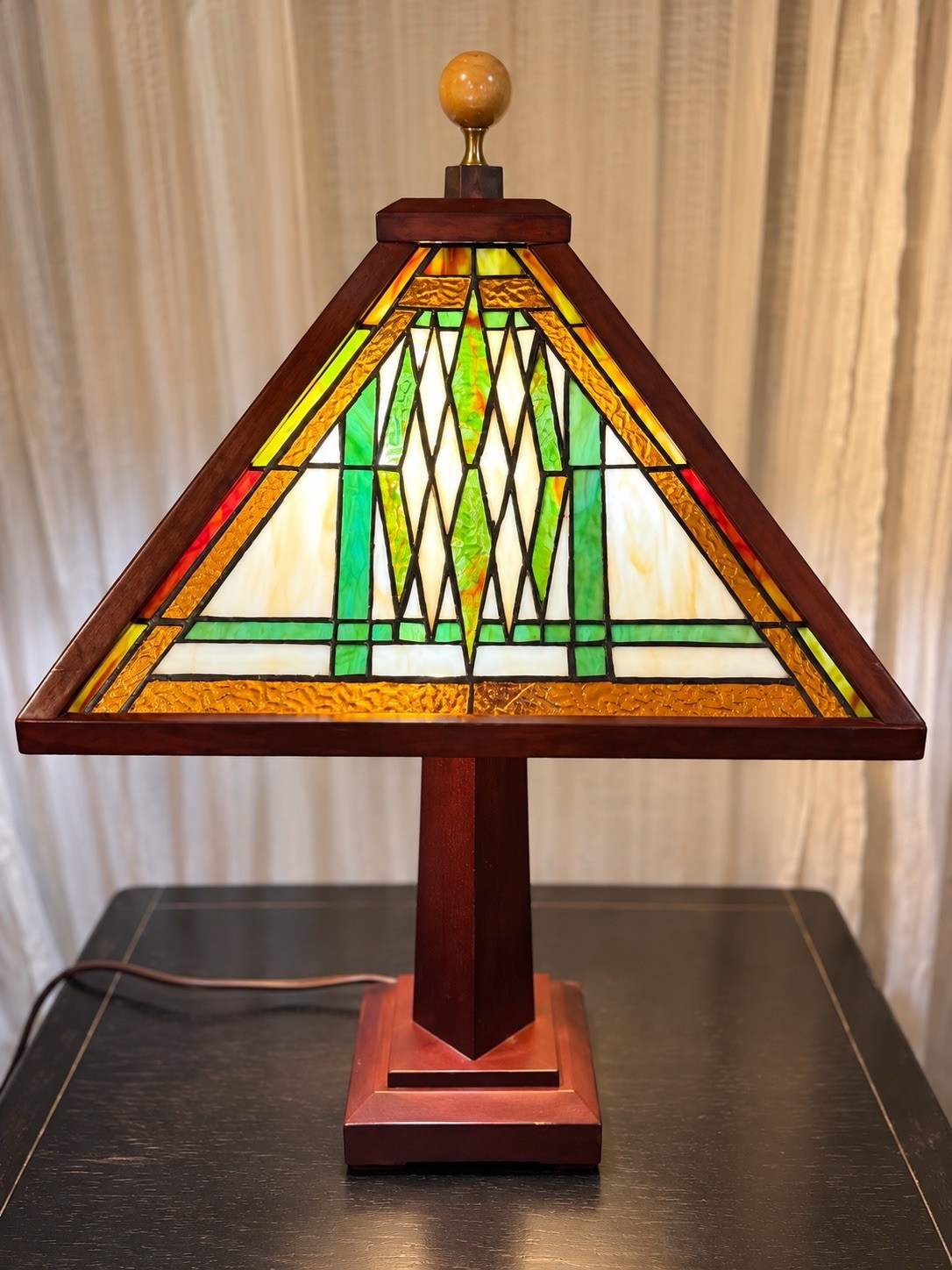 Vintage Tiffany Style Mission Geometric Stained Glass Lamp Shade