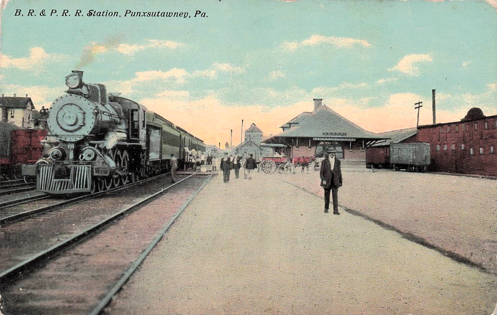 Punxsutawney Pennsylvania PA Train Railroad Station Depot Vtg Postcard F61