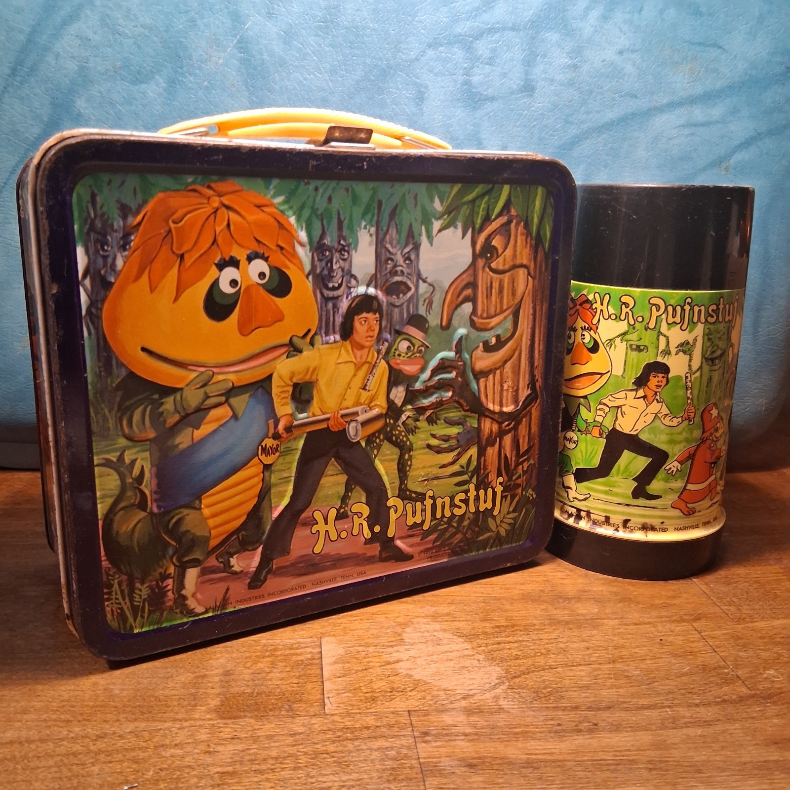 1970 H.R. Pufnstuf Metal Lunchbox with Thermos Aladdin Industries .