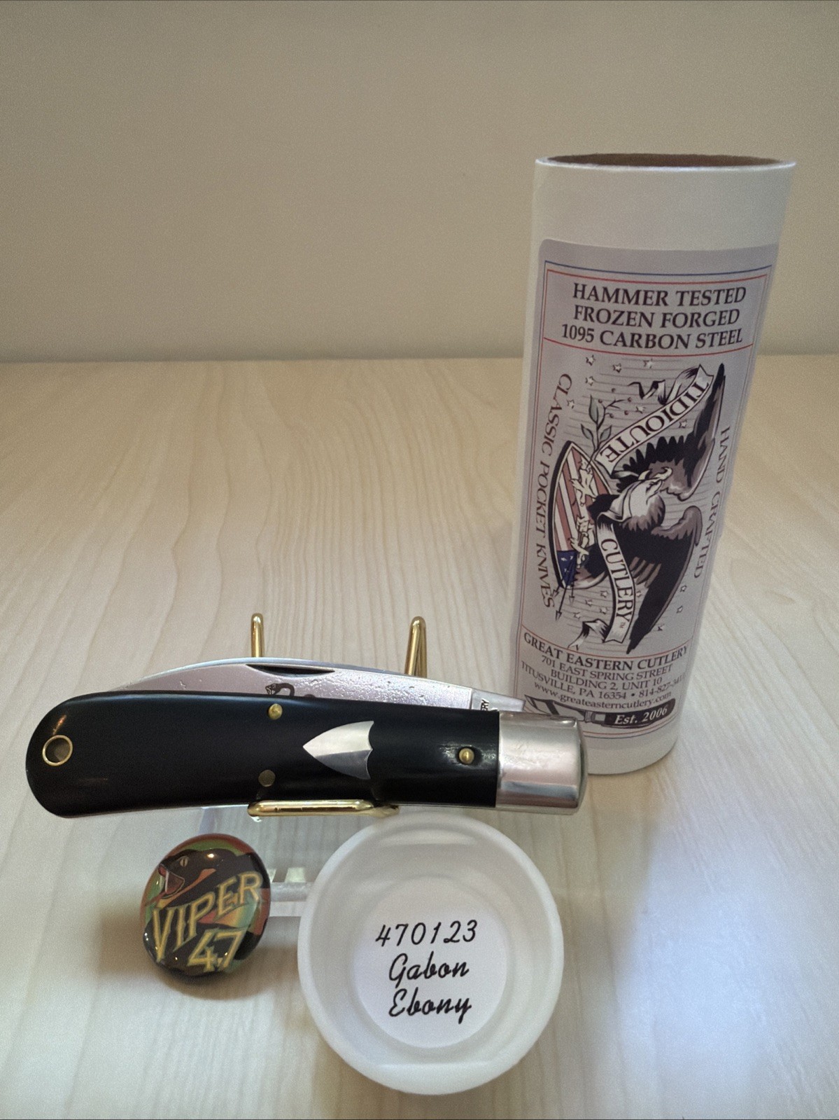 NEW GEC Great Eastern Cutlery #470123 Gabon Ebony Viper Knife
