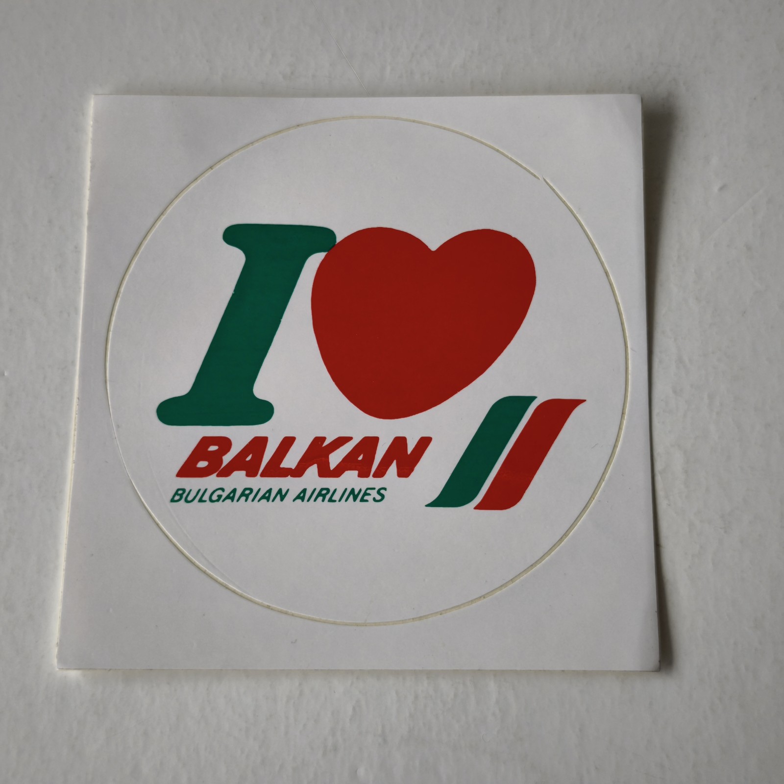 Balkan Bulgarian Airlines I Heart Logo Vintage Sticker Decal New Unused | | 6232