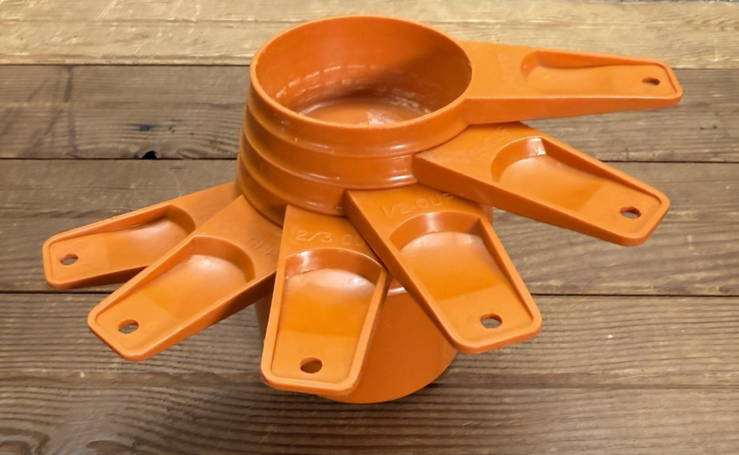 Vintage Tupperware Measuring Cups Harvest Orange Set of 6 Plastic Nesting