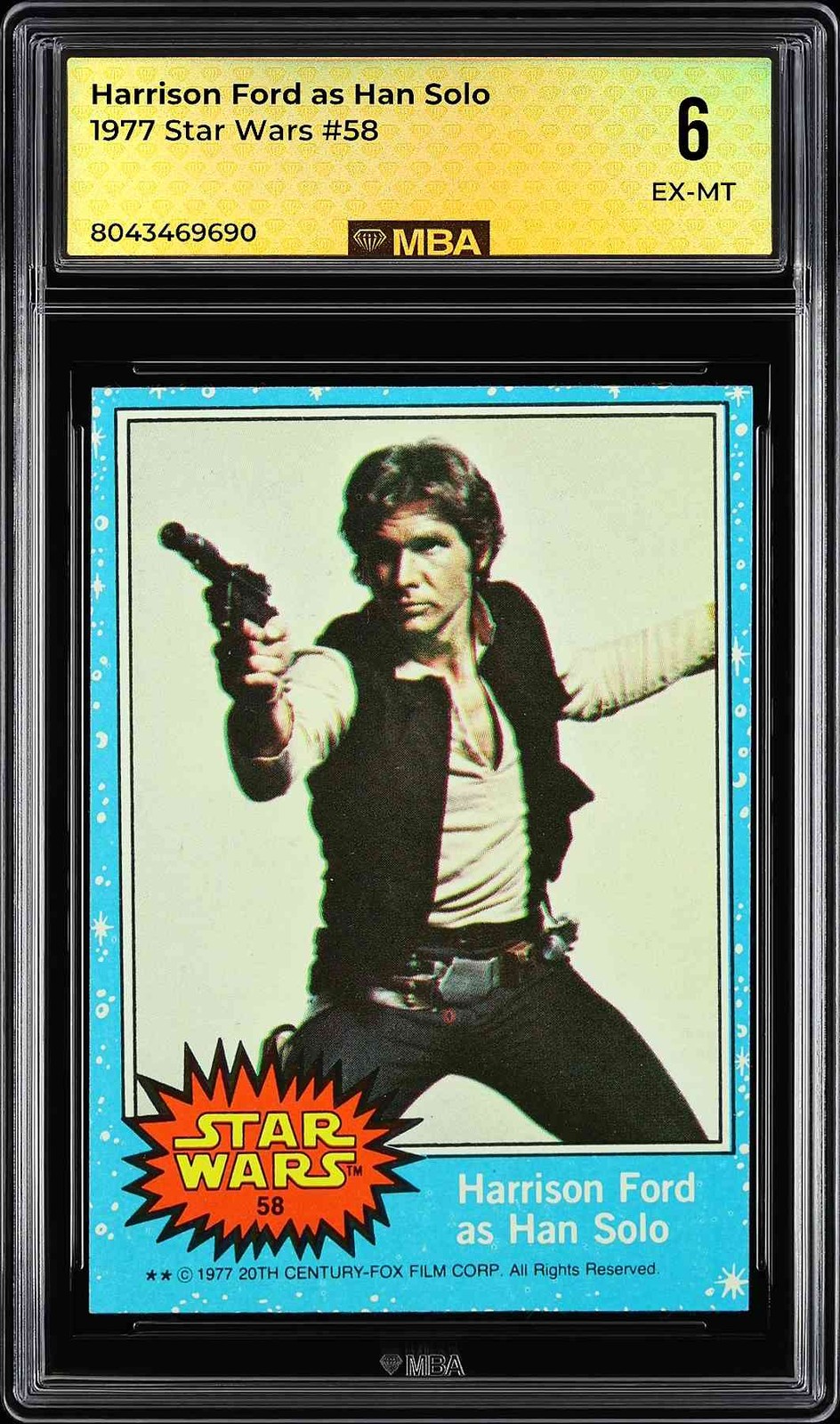 1977 Star Wars #58 Harrison Ford as Han Solo MBA 6