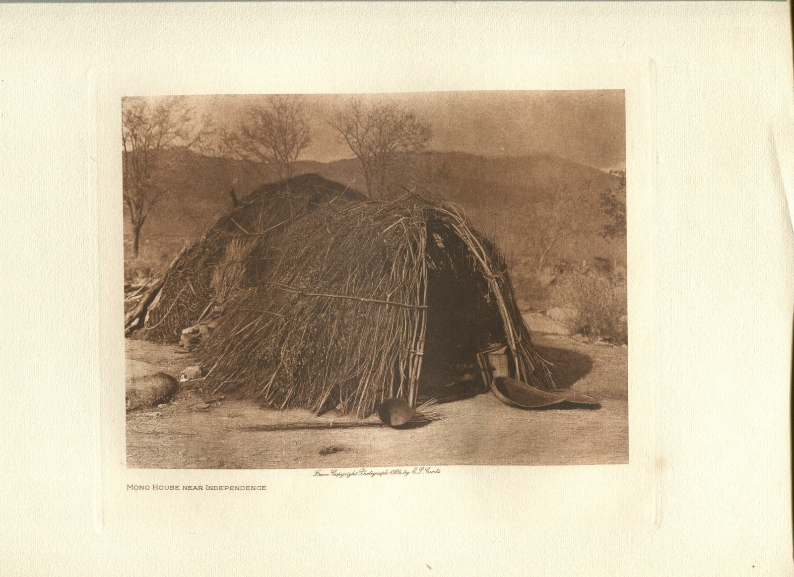1924 Original Photogravure | Mono House Independence | Curtis | 5 1/2 x 7 1/2