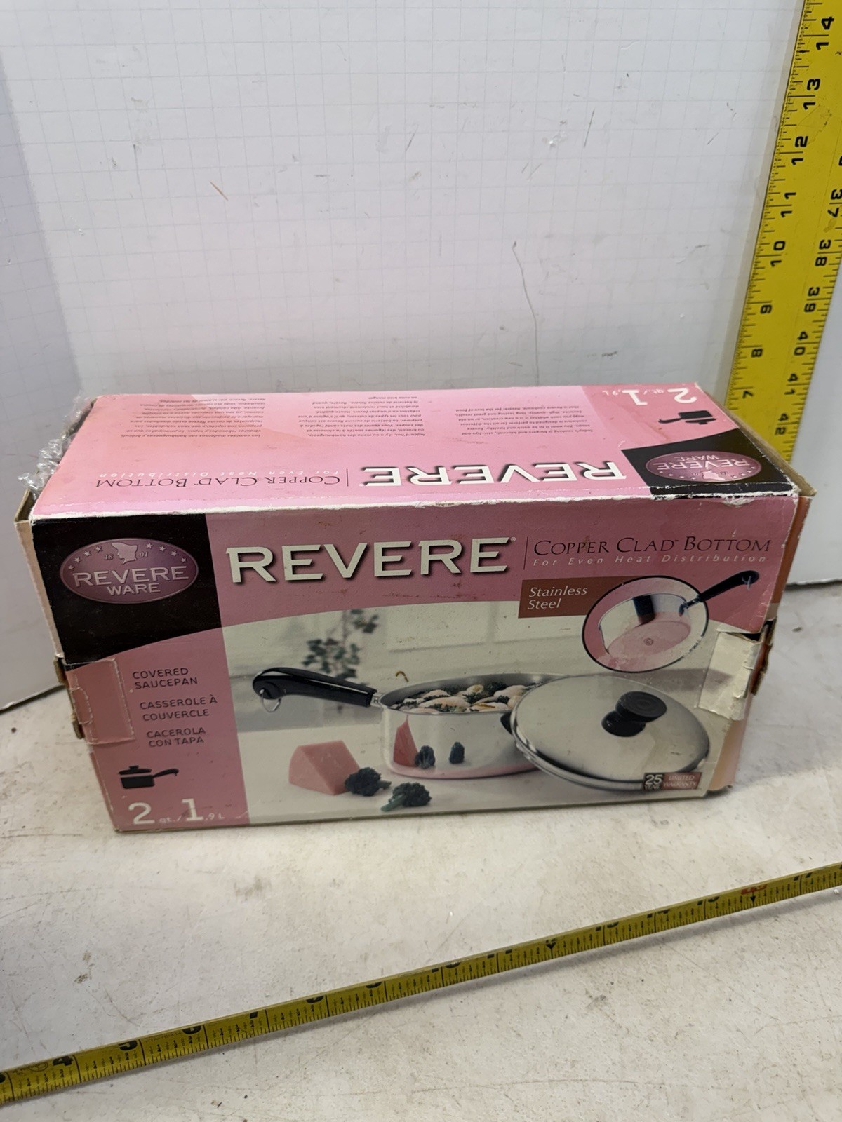 VTG Revere Ware Copper Clad Bottom 2? QT. NEW Opened Box  1999