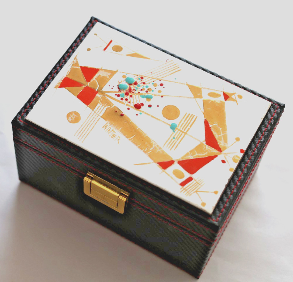 EDWARD WINTER ENAMEL  BOX AND LIGHTER SET -SUPERB 