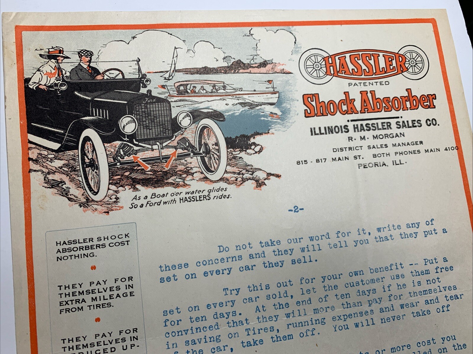 C 1915 Hassler Car Auto Color Letterhead Peoria Illinois eBay Great Graphics