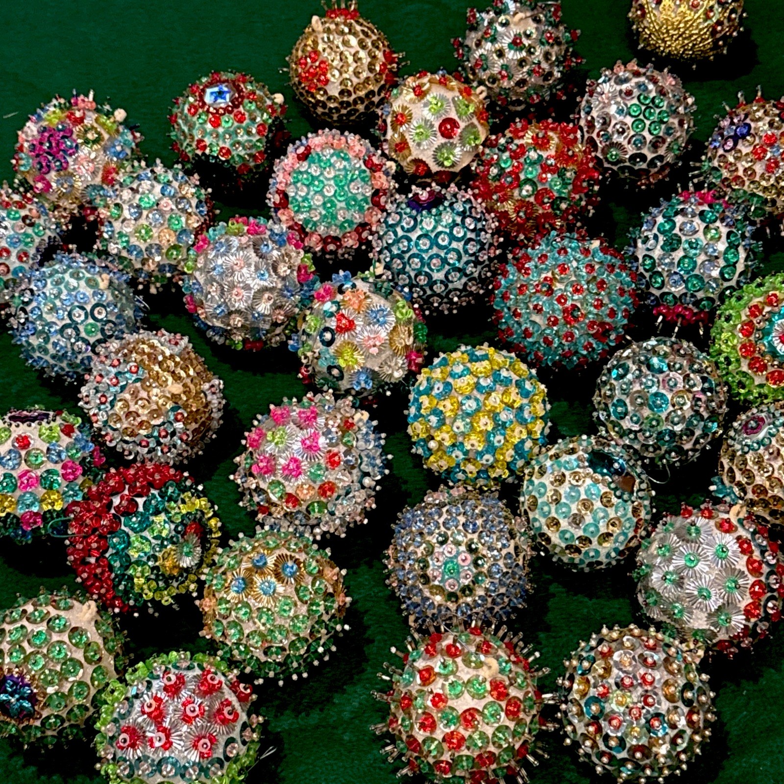 Lot Of 34 Vintage Push Pin Styrofoam Ornaments 