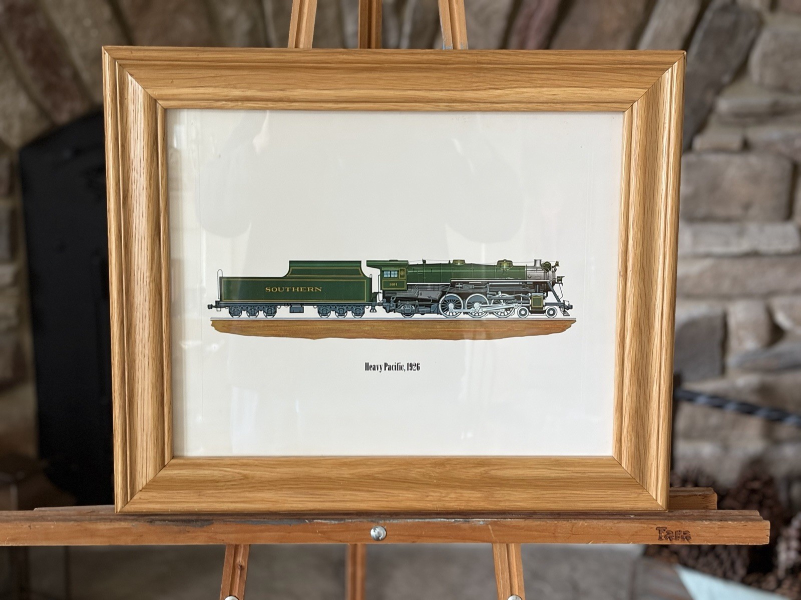 Vintage Southern Railway Heavy Pacific 1926 Steam Locomotive Train Framed Art