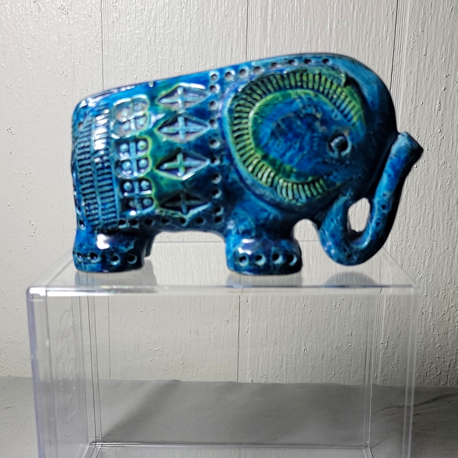 Bitossi Rimini vintage Flavia Monte Lupo Italy Blue Elephant Animal Figurine