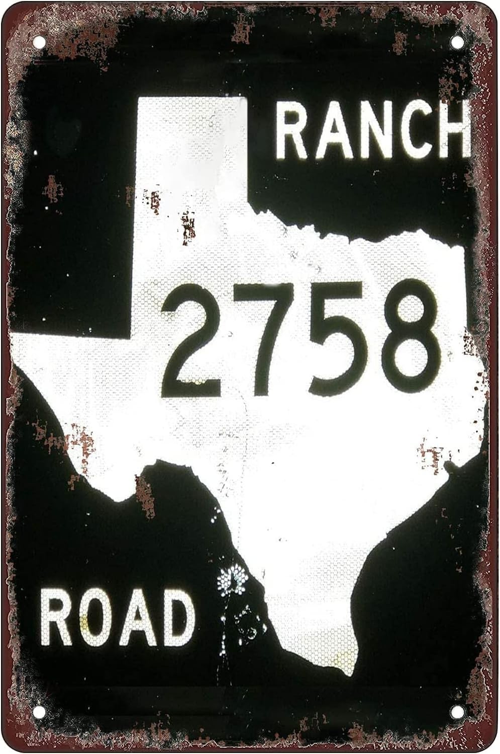 Highway 2758 Ranch Road Texas Tin Metal Signs Home Décor 8x12