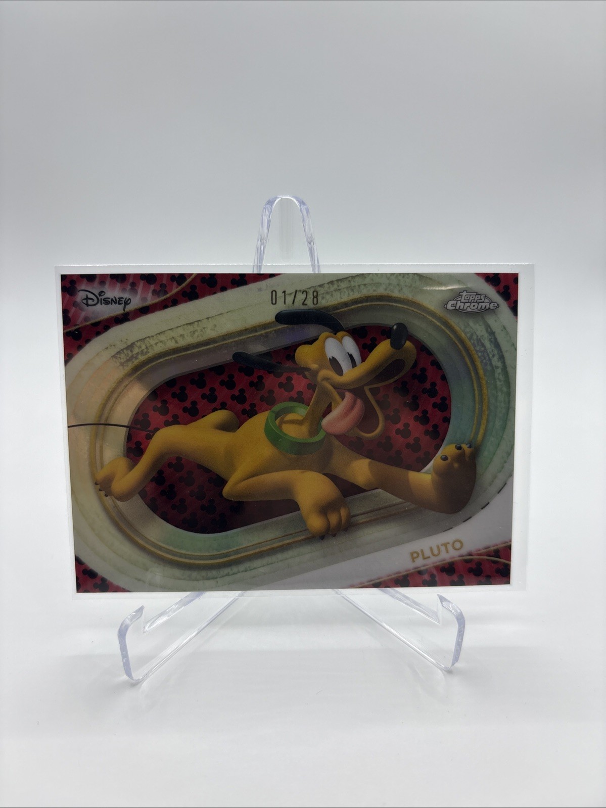 2025 Topps Chrome Disney Pluto Image Variation Red&Black Mickey Refractor 1/28