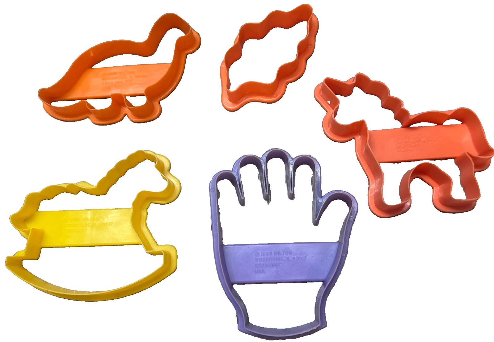 Vintage Wilton Plastic Cookie Cutters 1992-1993 Various Shapes Lot Of 5