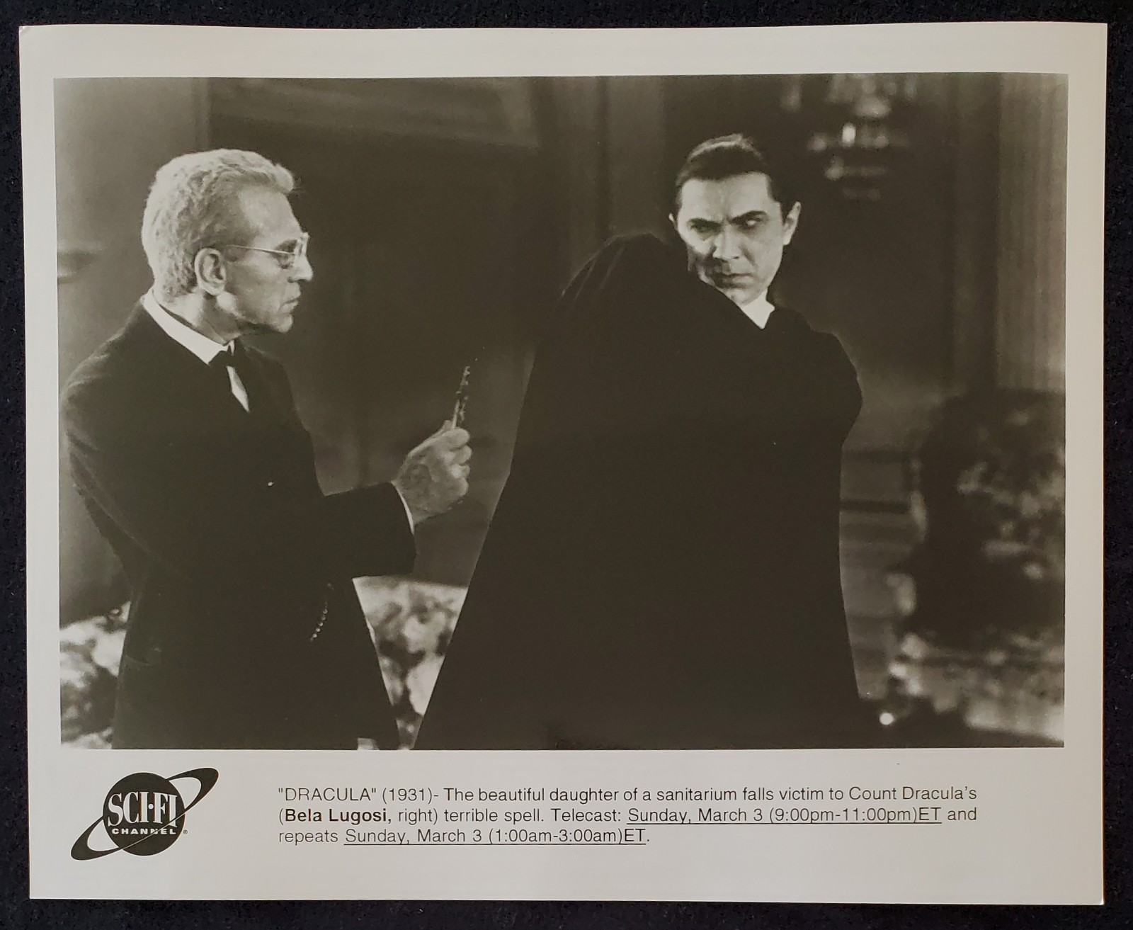 1990s Bela Lugosi Dracula 1931 Sci-Fi Hollywood 8x10 Press Photograph