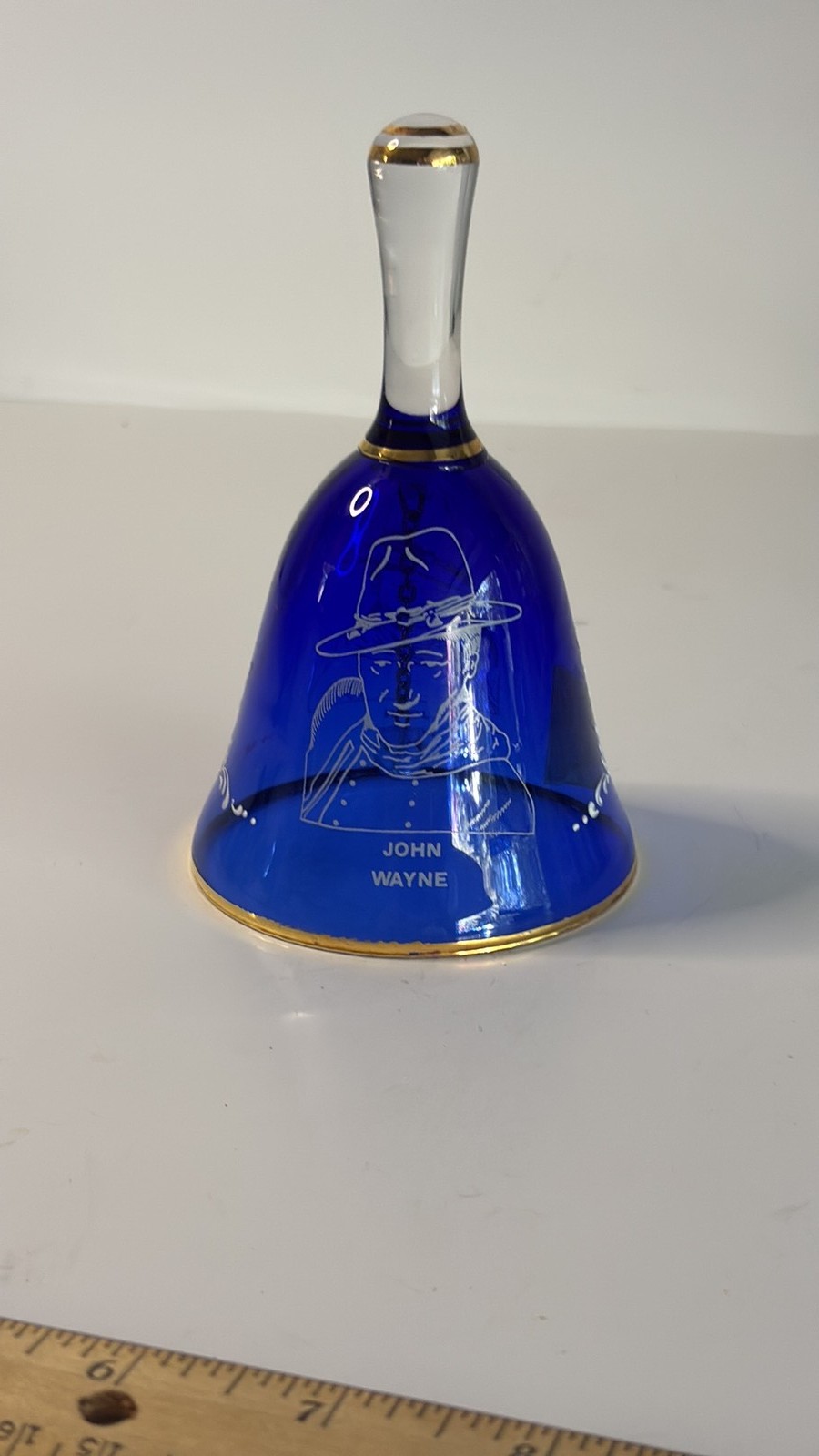 Vintage John Wayne Cobalt Blue Glass Bell Made in Italy