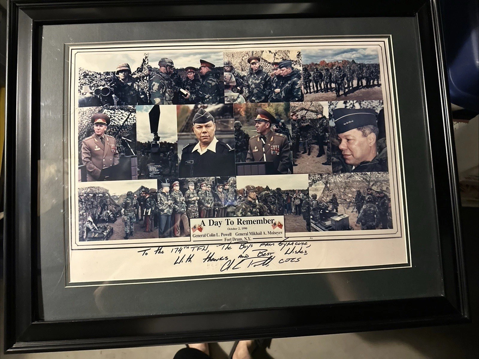 Vtg. and Rare Signed Framed Print “A Day to Remember” by General Colin L. Powell
