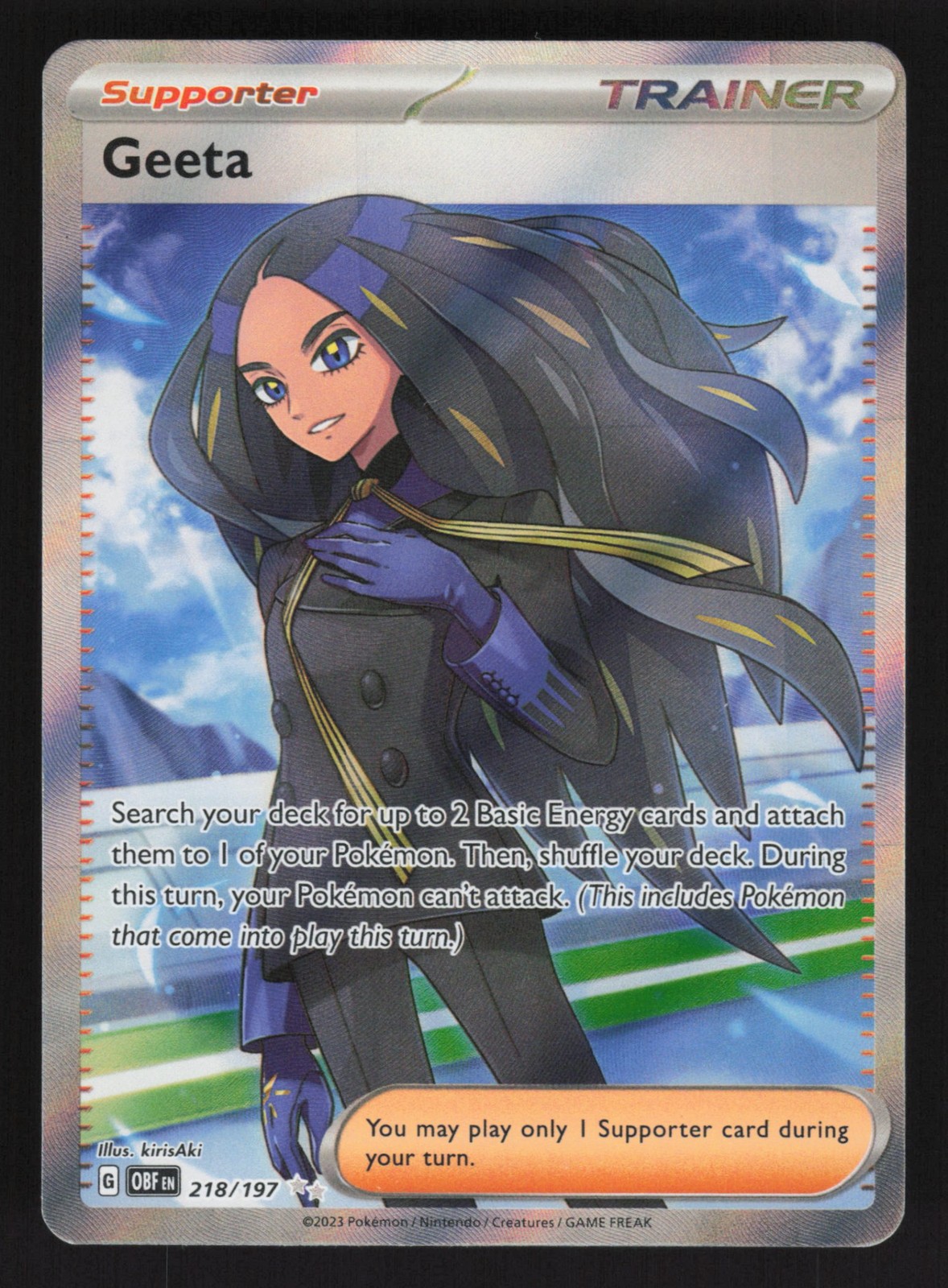 English NM Geeta 218/197 OBF Holofoil Pokemon Obsidian Flames