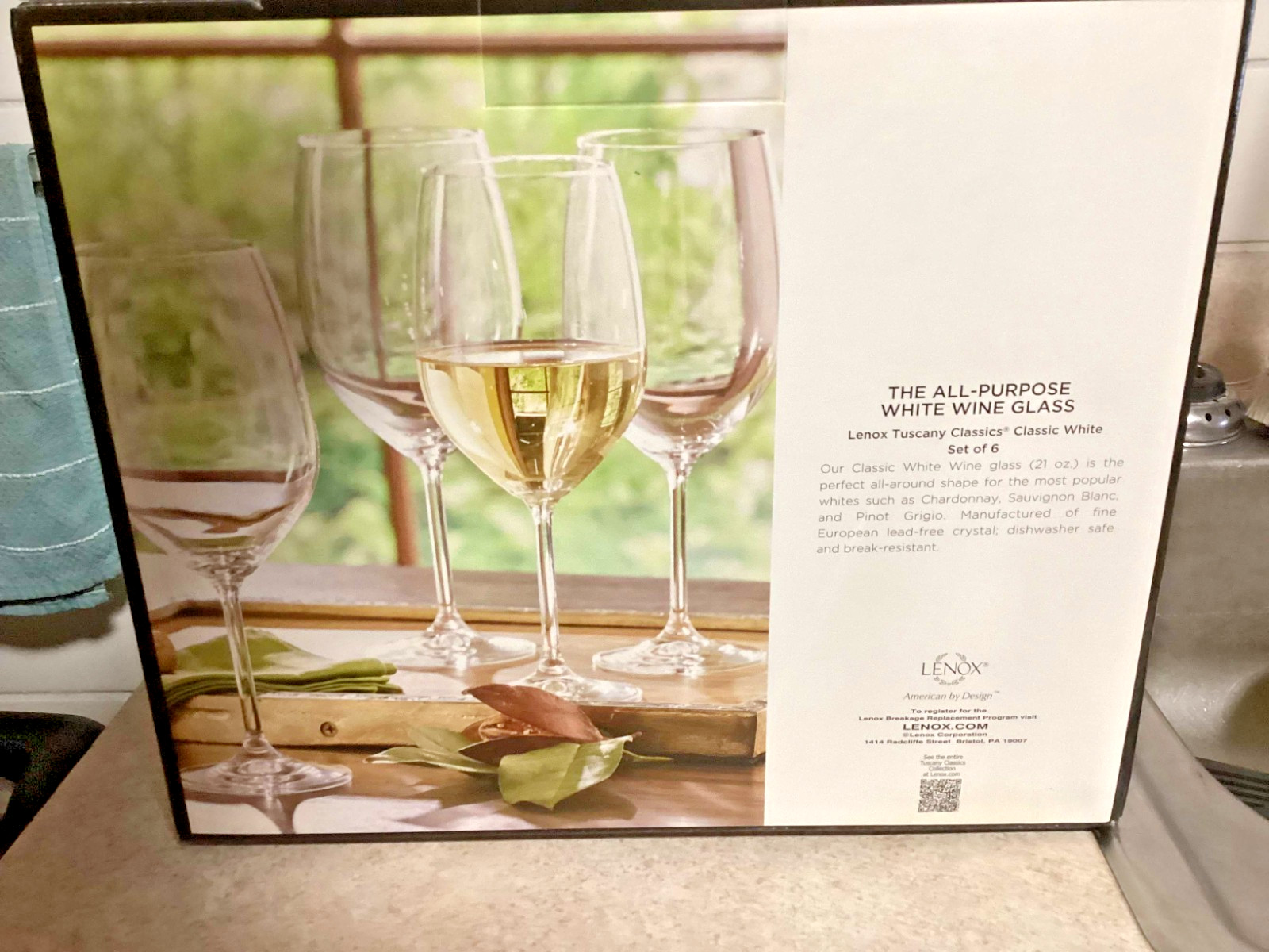 6 Lenox Decor Plain White Wine Glasses New in Box